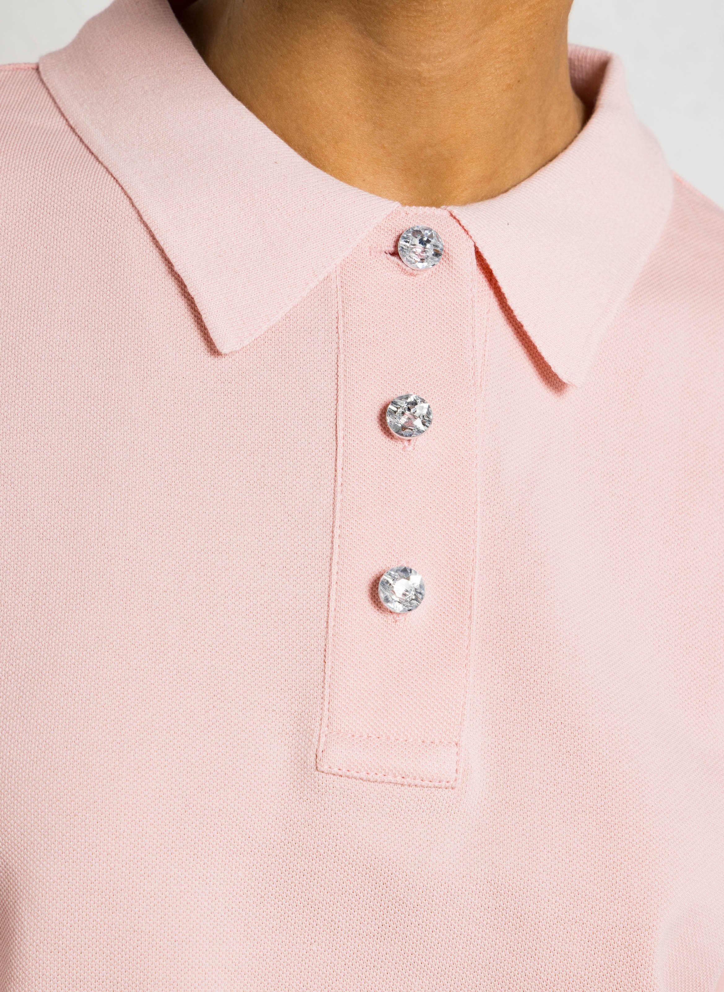 Baumwoll-Top mit Polokragen BERENICE Rosa