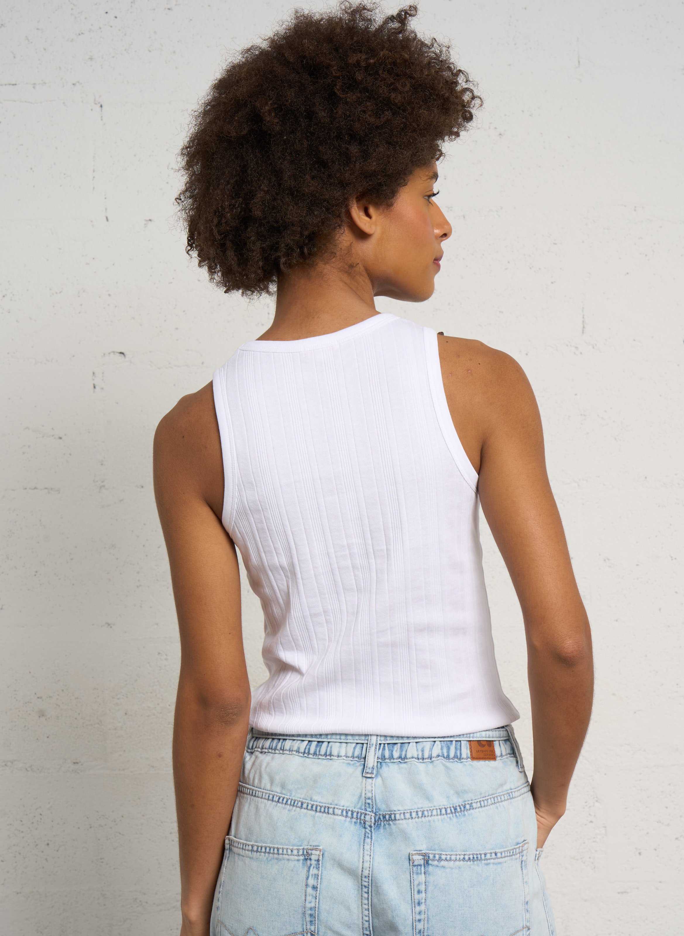 Gerade geschnittenes Rundhals-Tanktop aus Baumwolle BENSIMON Weiss