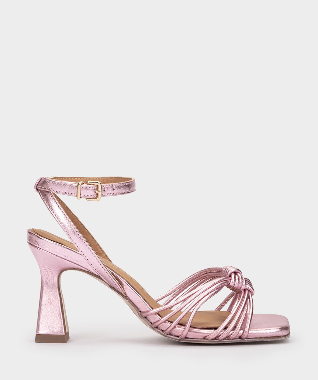 Metallic leather high heel sandals. PEDRO MIRALLES Golden