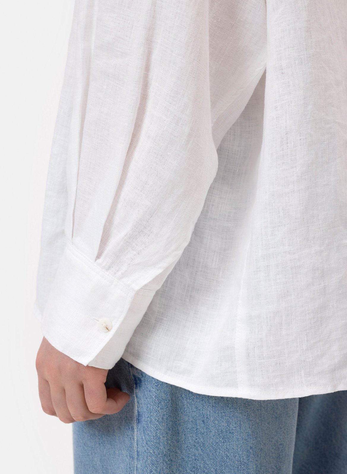 Straight linen shirt with classic collar CLOSED White