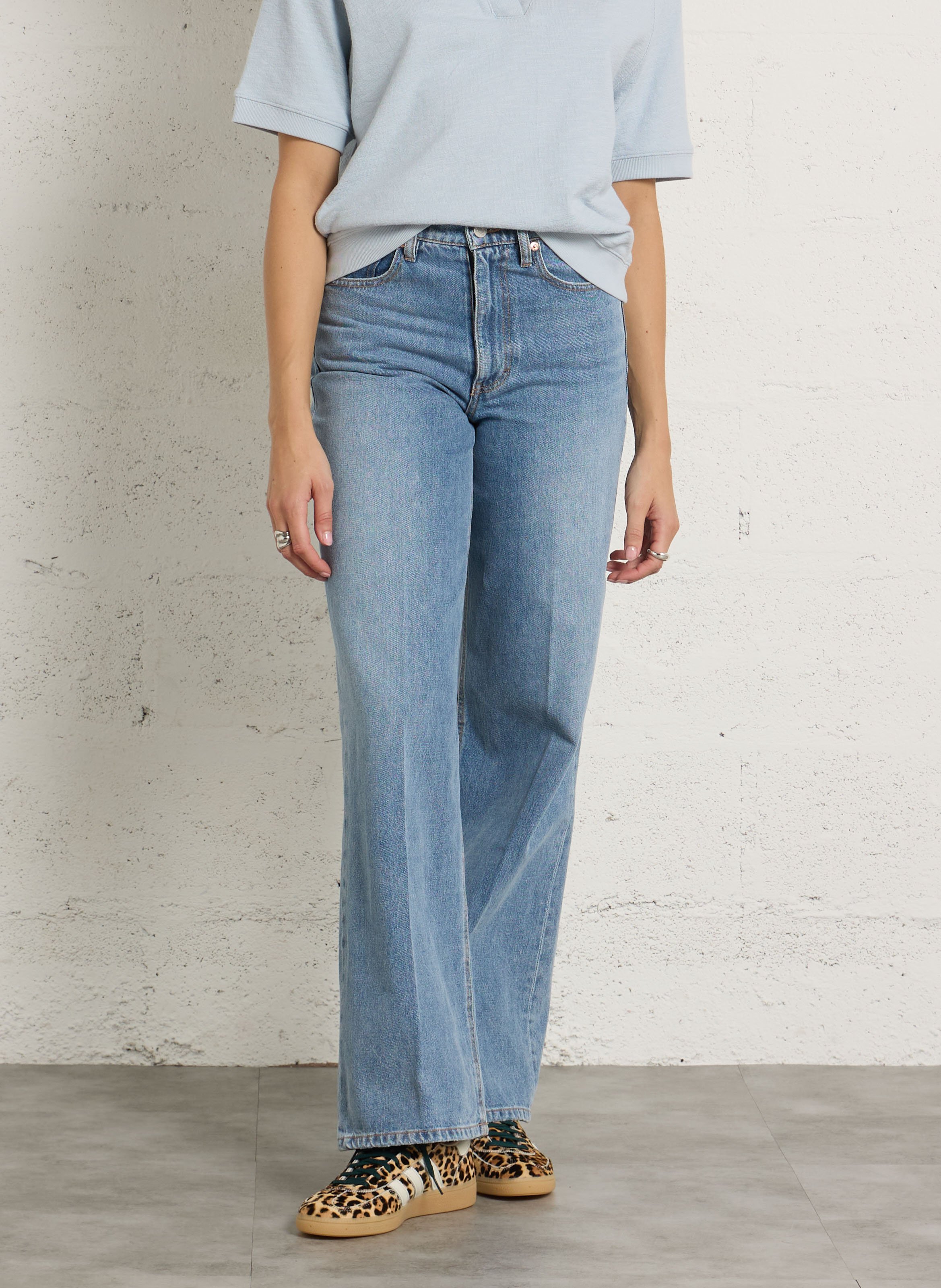 Jean évasé en coton LAB DIP Bleu