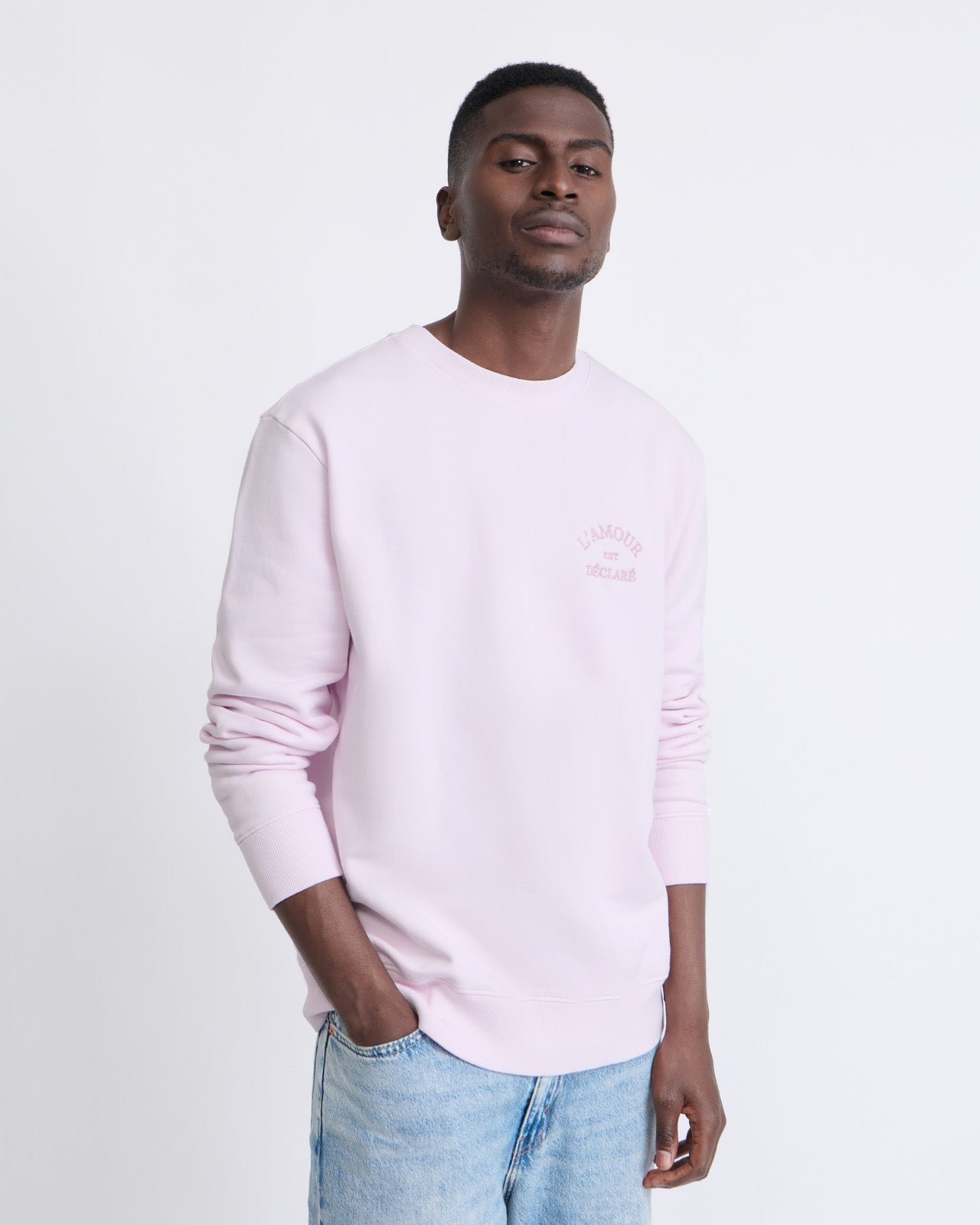Sweat l'amour est déclaré brodé EMOI EMOI Rose