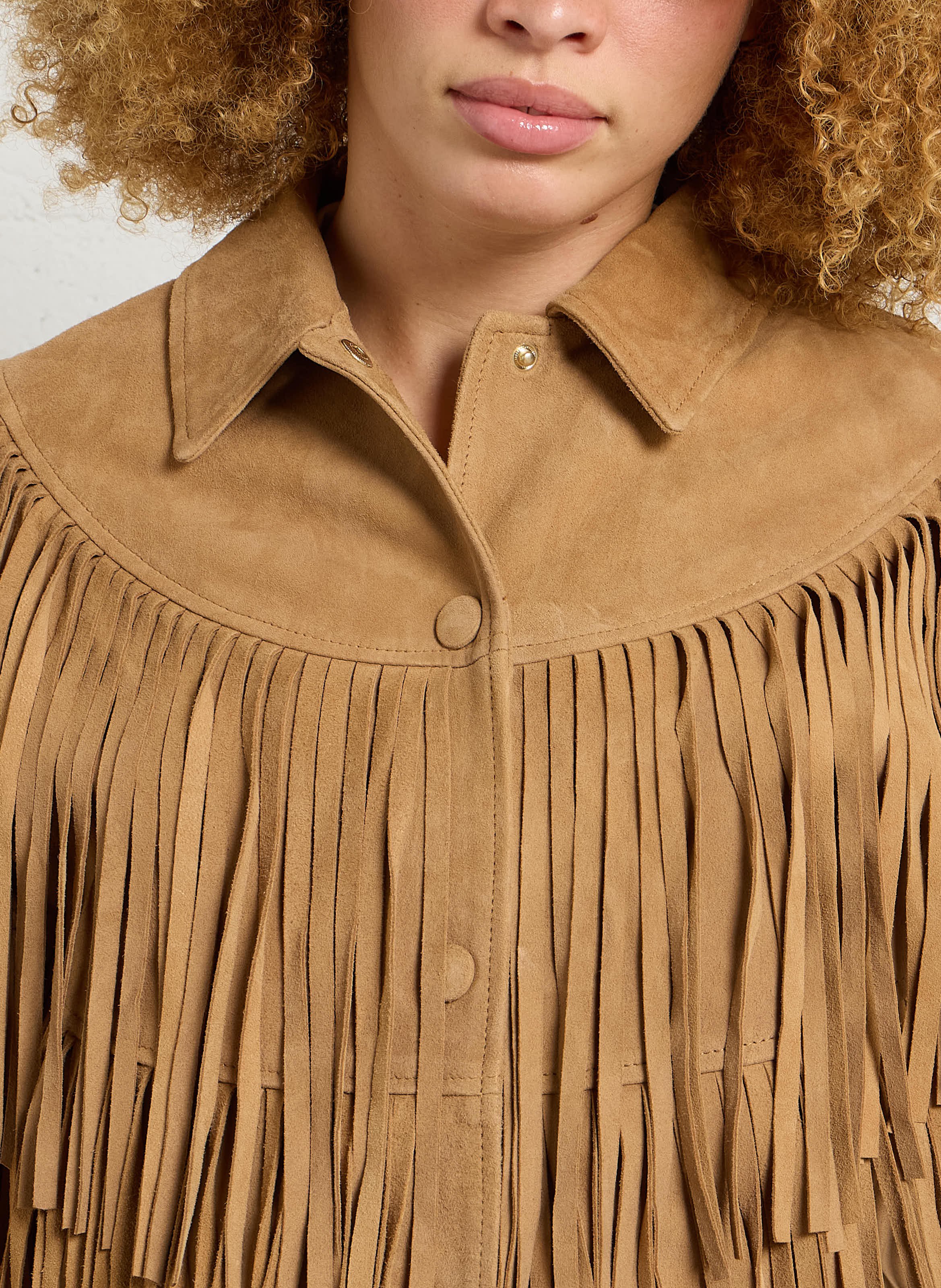 Veste col classique en cuir BERENICE Marron