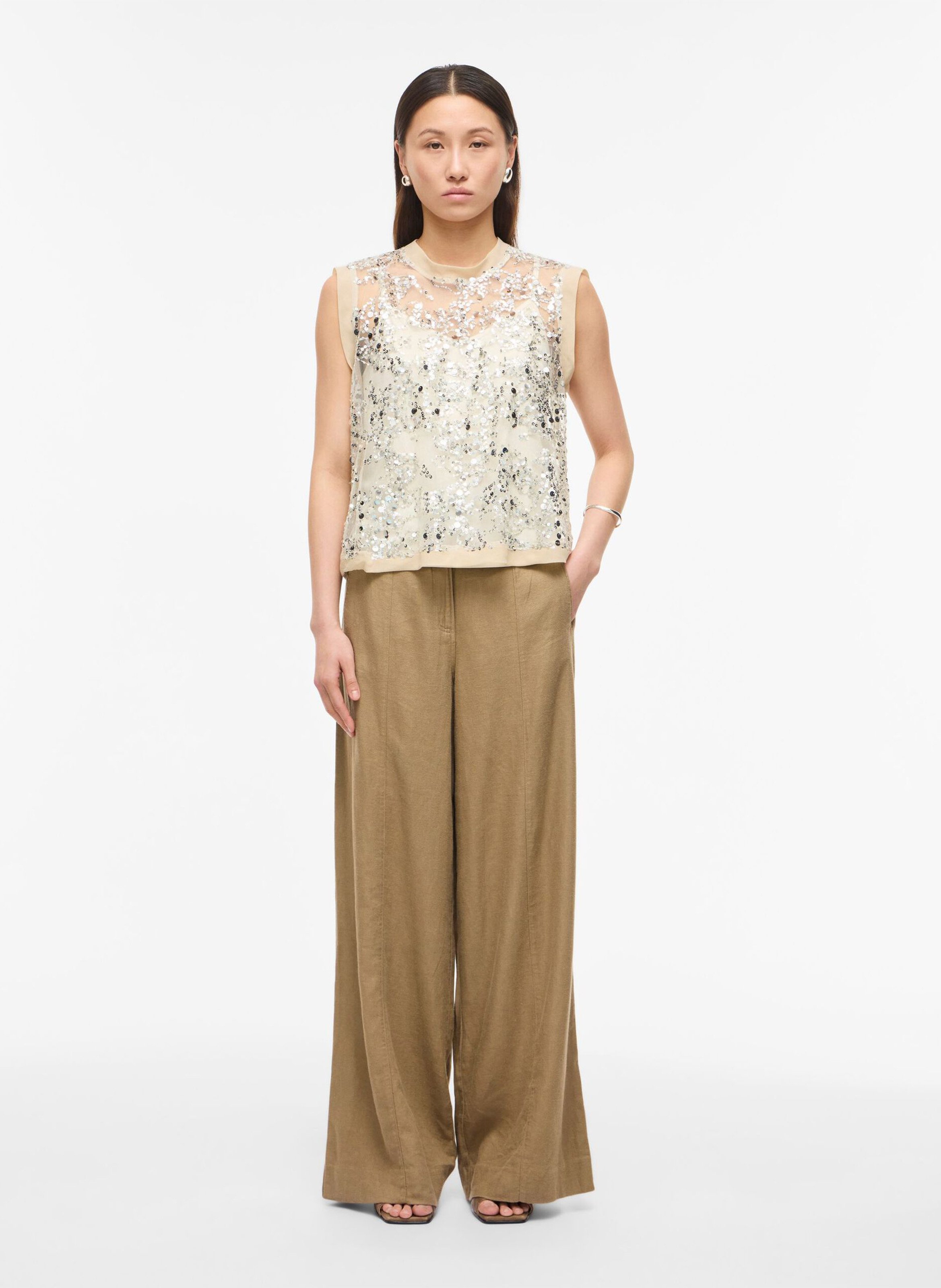 Top à sequins droit  ROUGE EDIT Gris