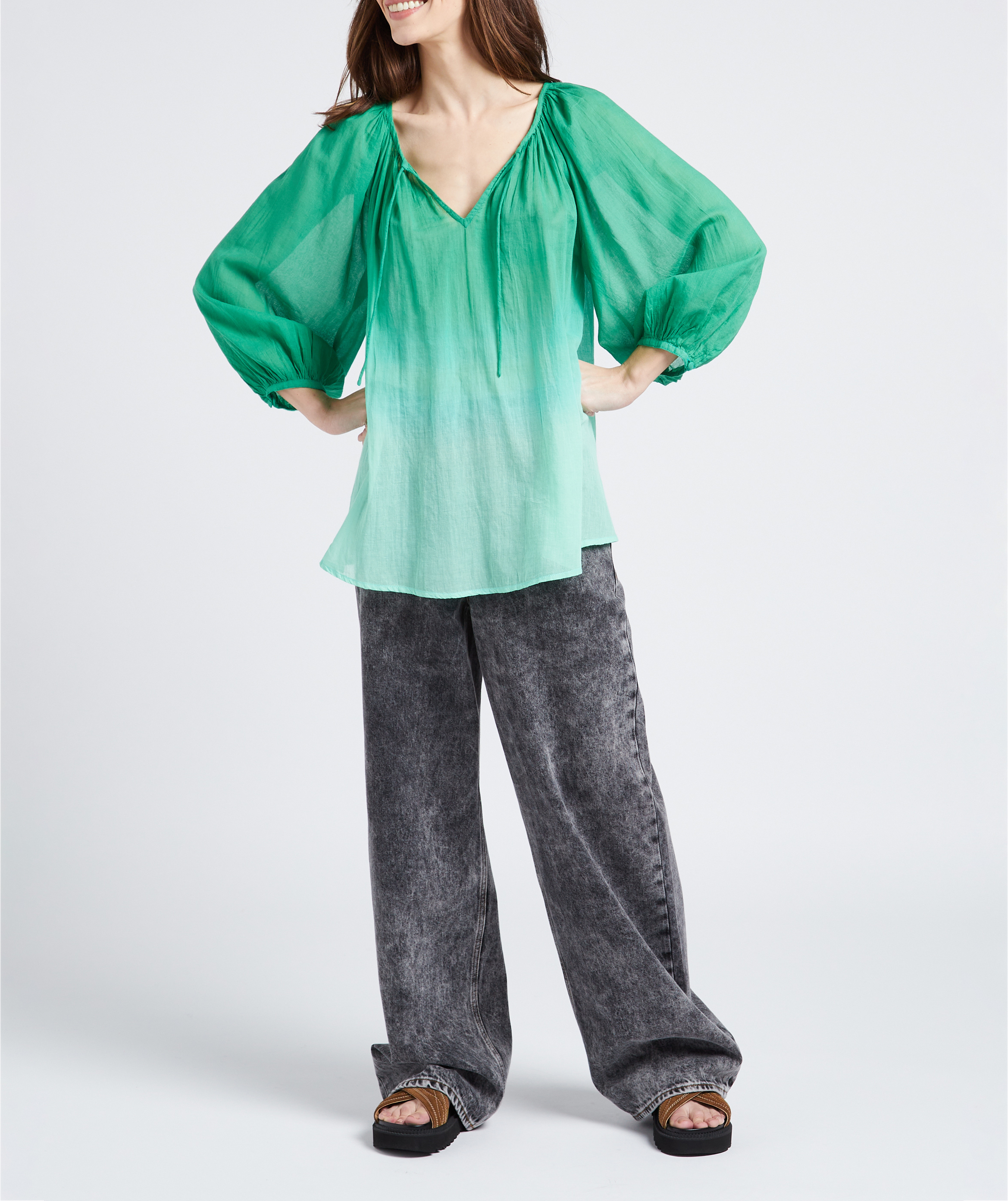 Blouse en coton transparente SWILDENS Vert