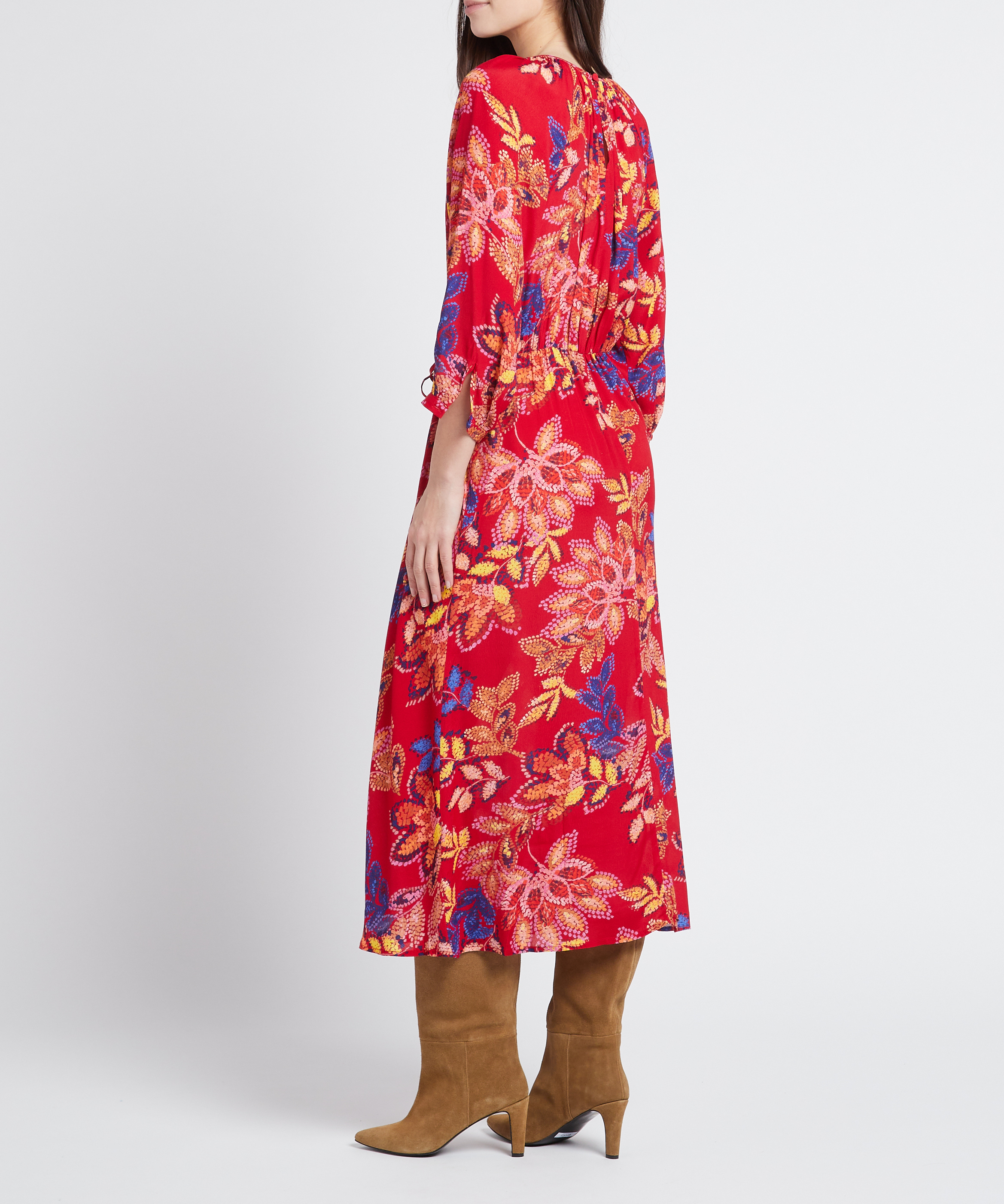 Round-neck printed midi dress LA PETITE ETOILE Red