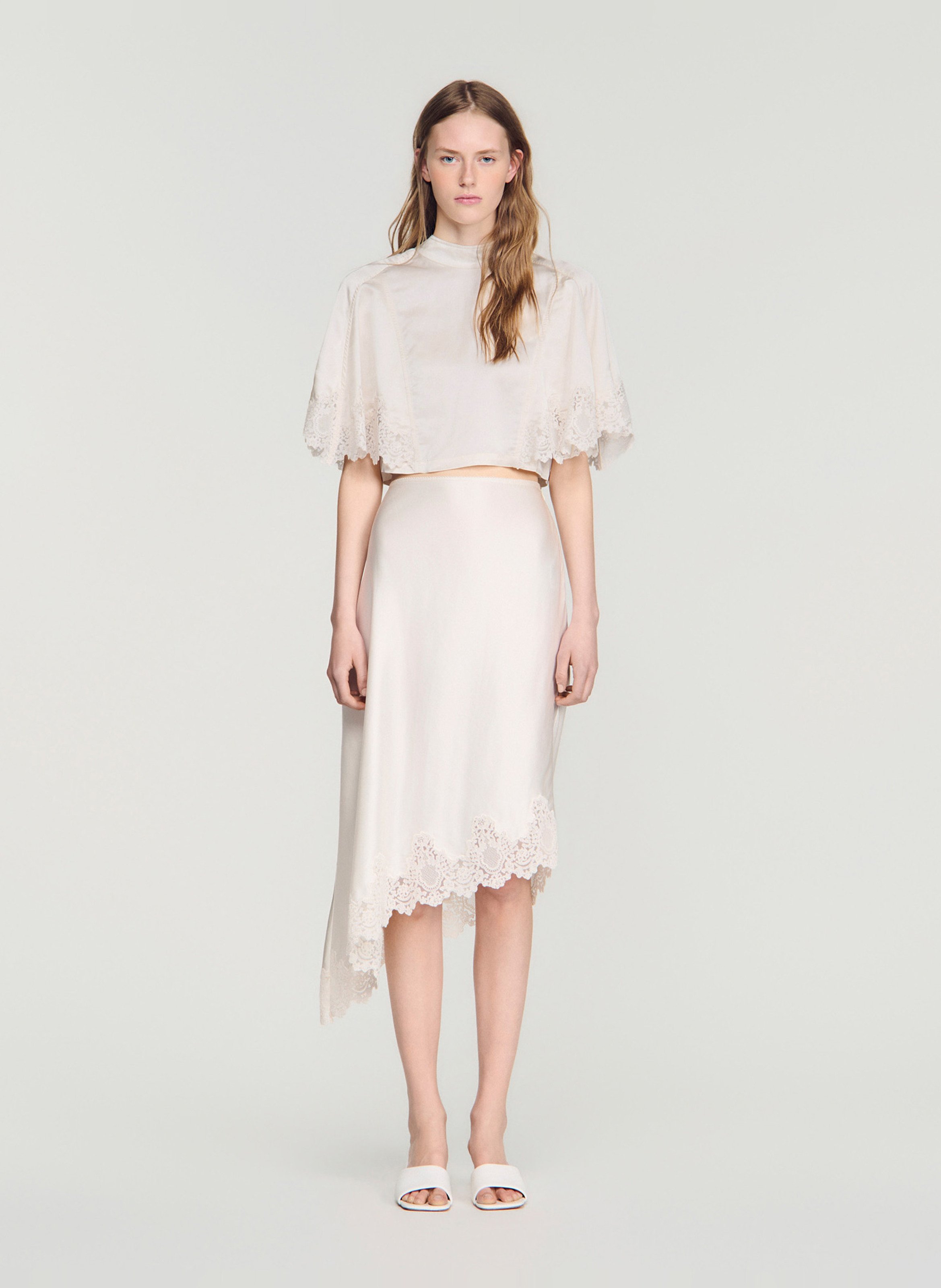 Asymmetrische, halflange rok SANDRO Beige