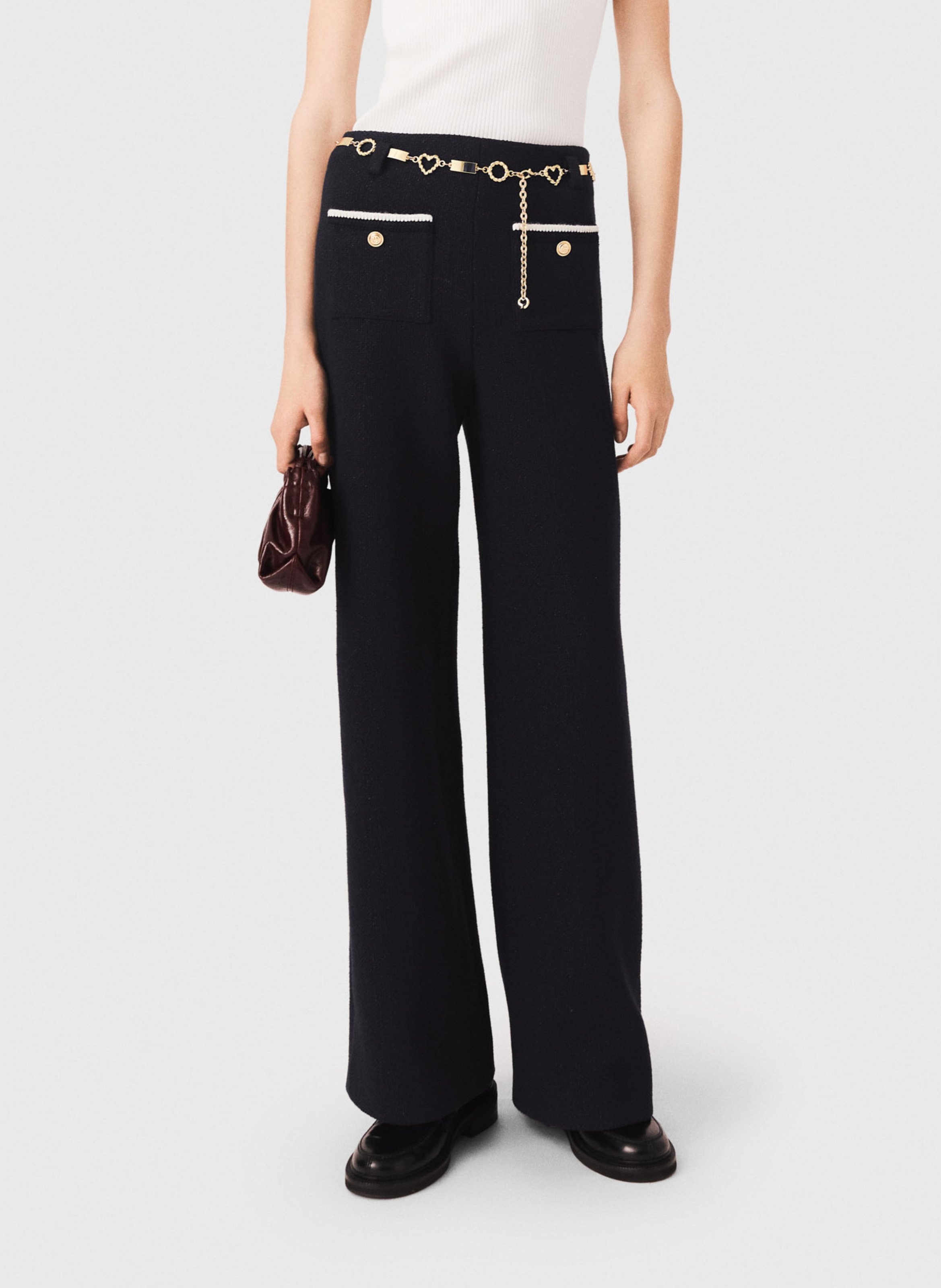 Pantalon taille haute large  MAJE Noir