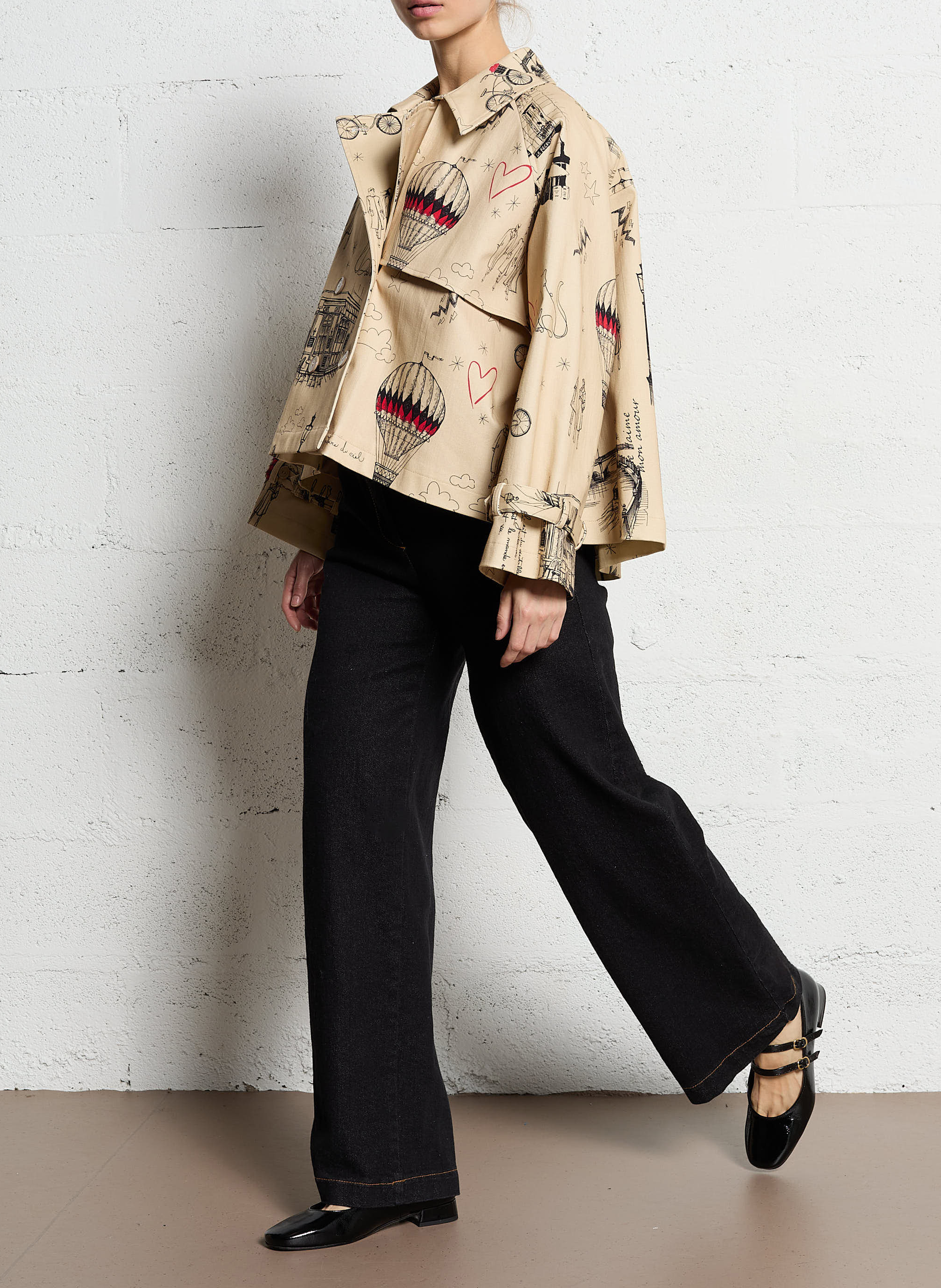 Classic cotton printed pea coat IMPERIAL Beige