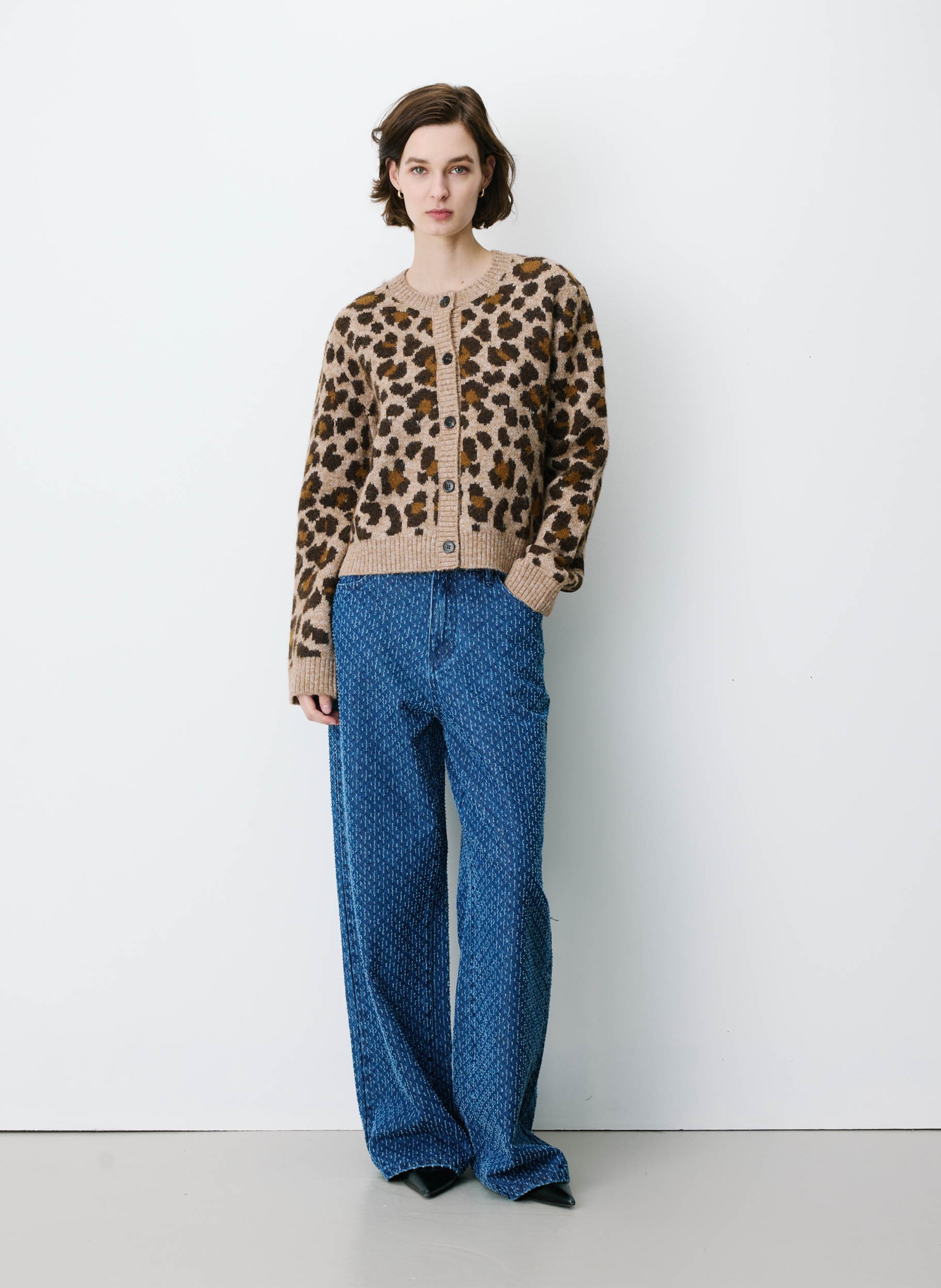 Cardigan droit imprimé GRACE ET MILA Marron
