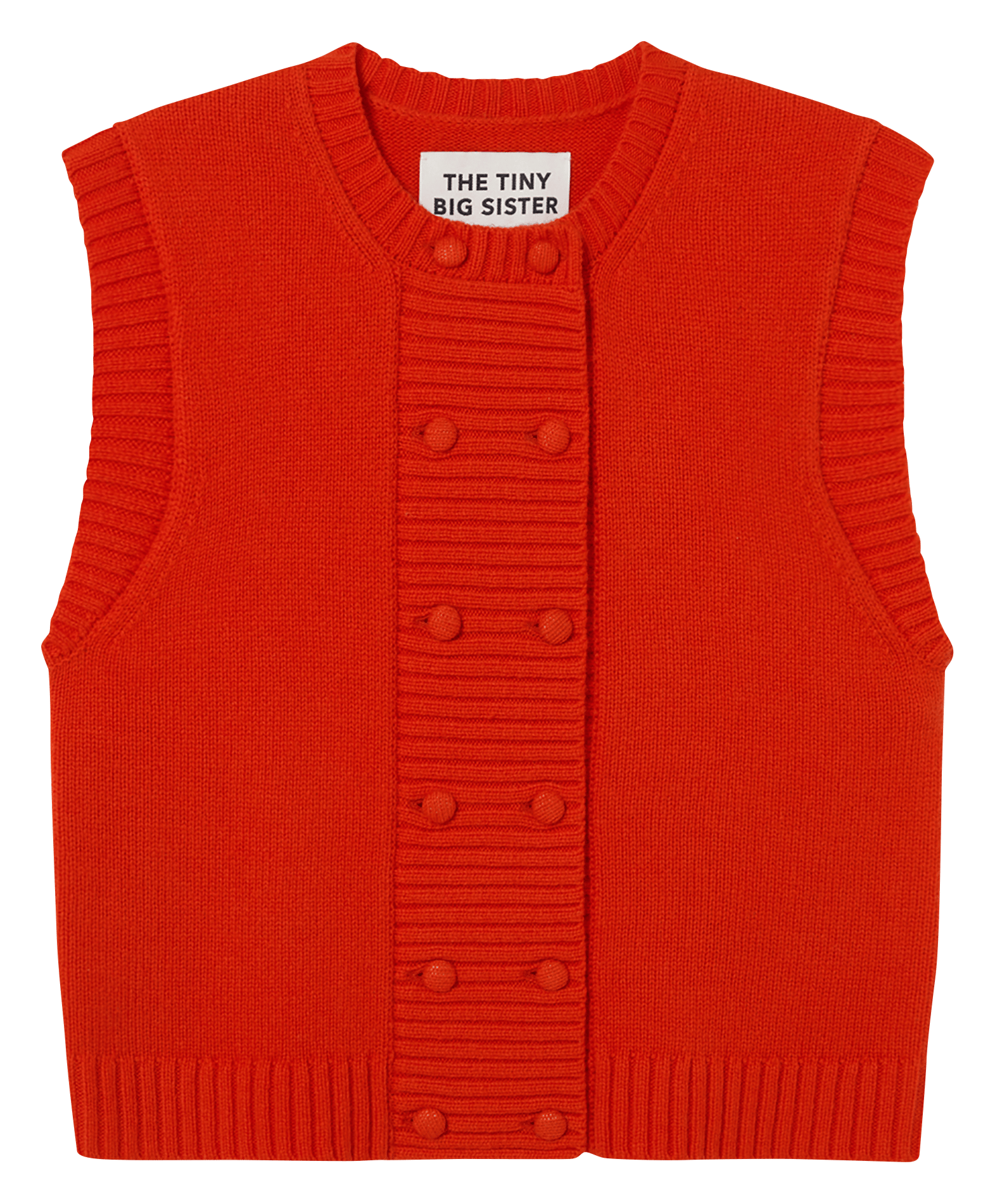 Gilet col rond en laine THE TINY BIG SISTER Rouge