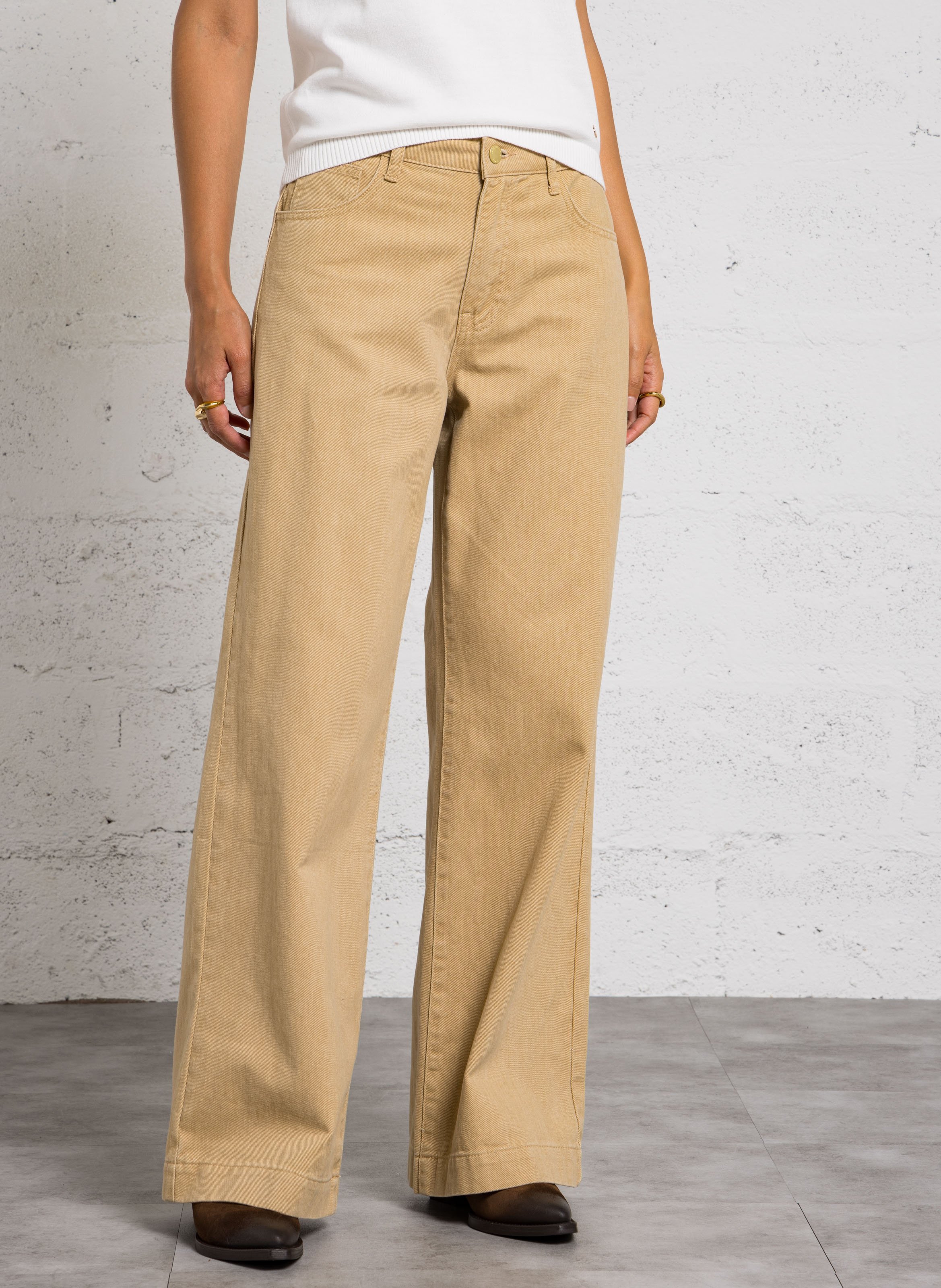 Pantalon droit à jambes larges en coton LA PETITE ETOILE