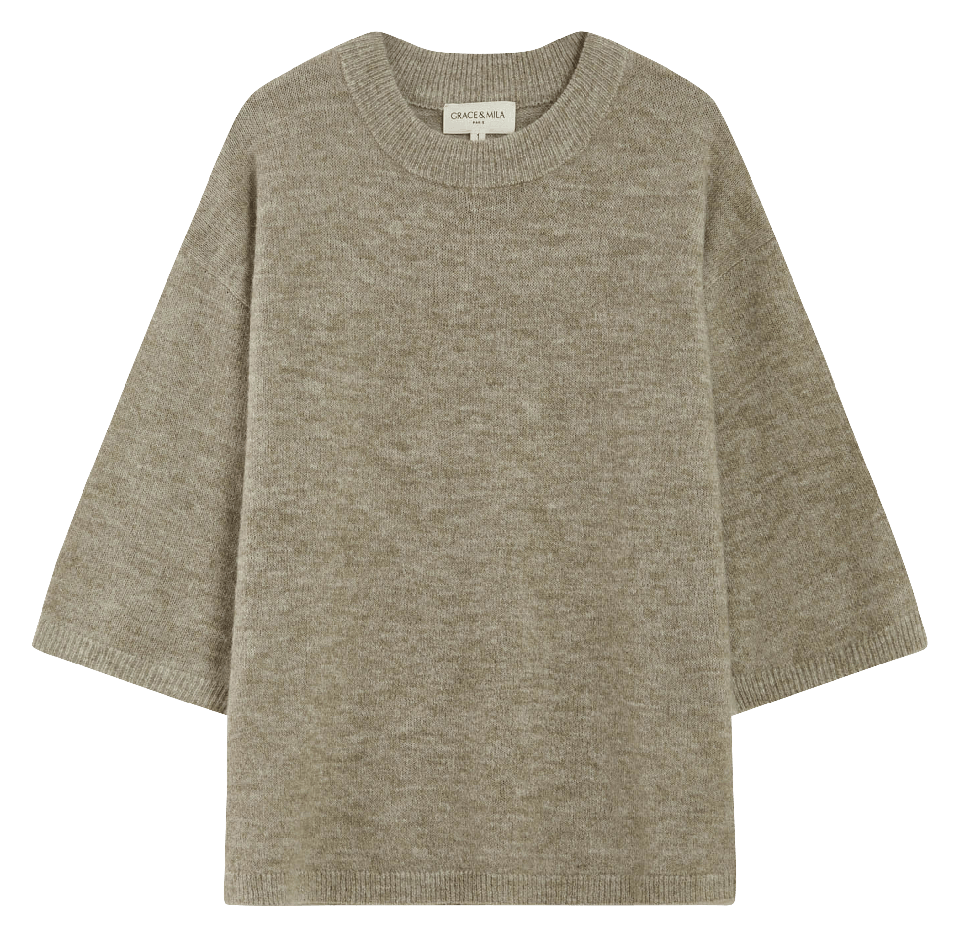 Oversized, gebreide trui met ronde hals GRACE ET MILA Beige