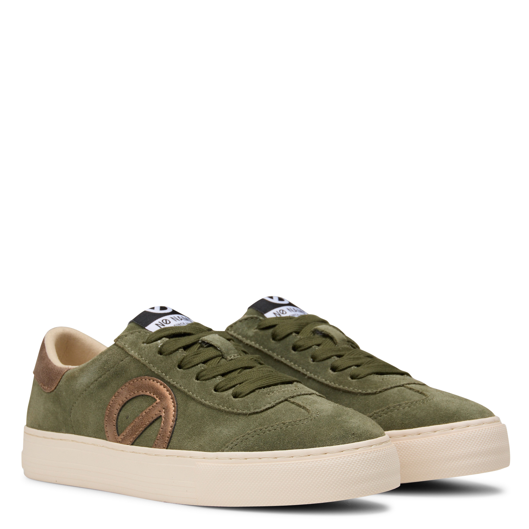 Baskets basses en cuir mélangé | Kaki NO NAME Femme