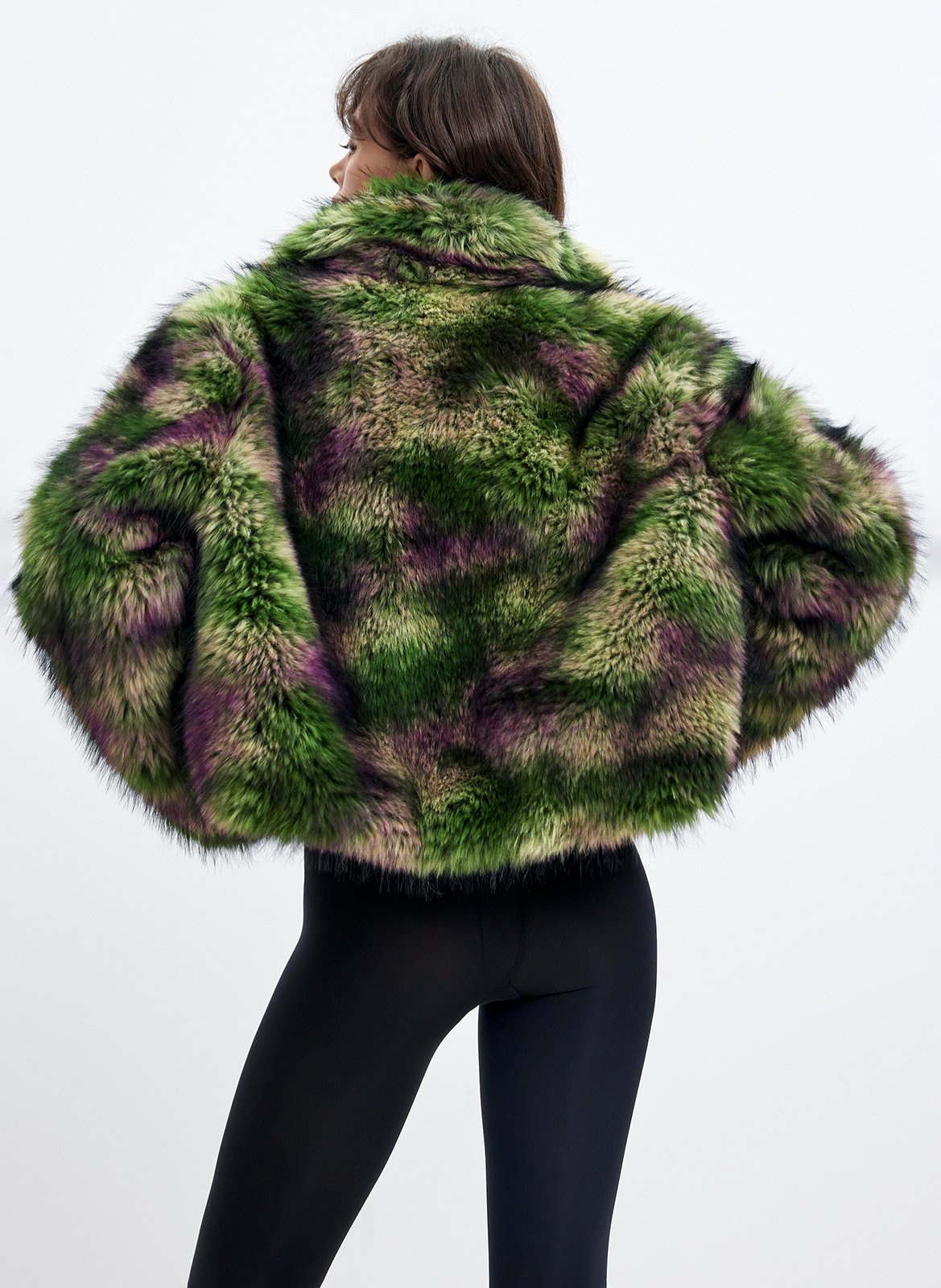 Faux fur coat with classic collar DESIGUAL Green
