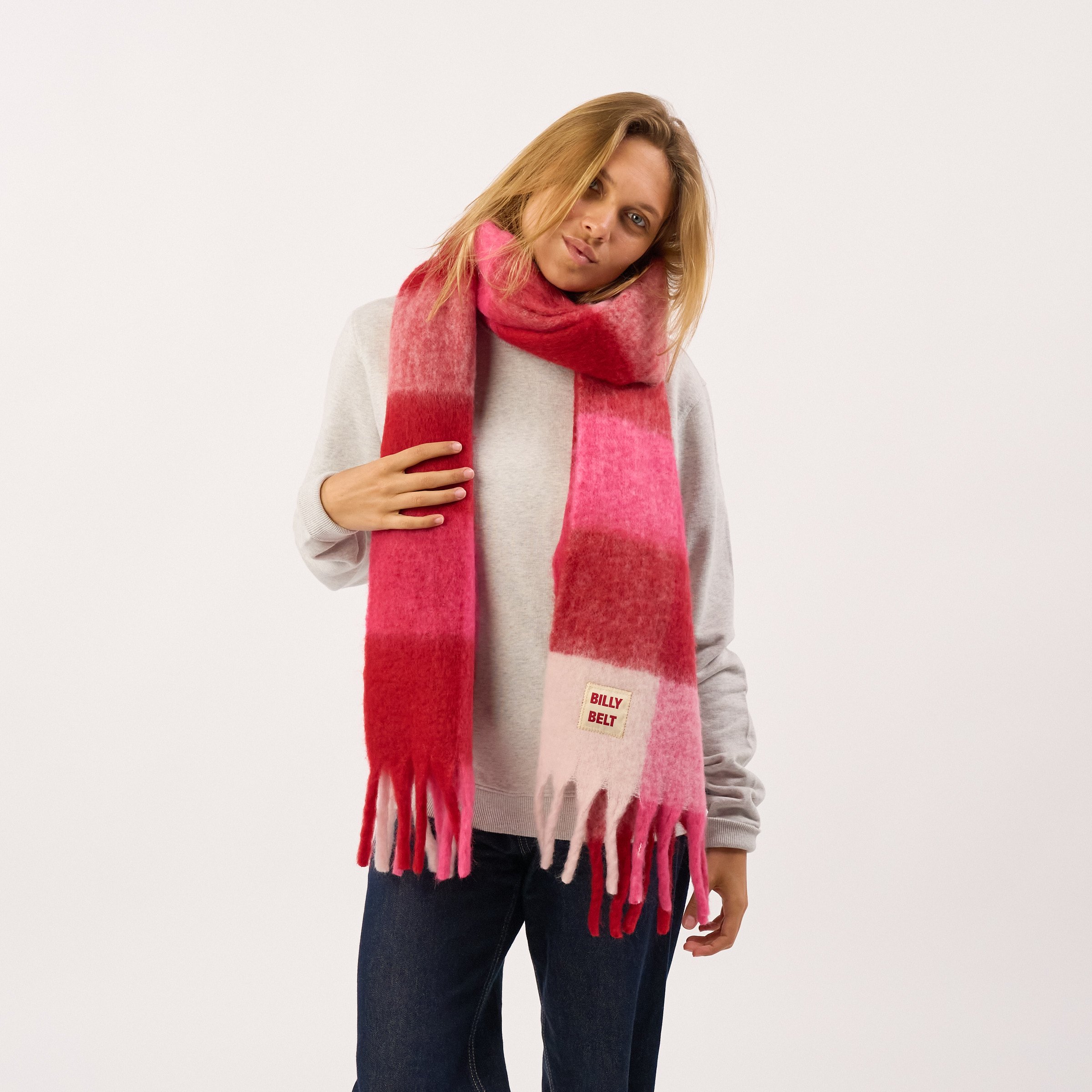 Wide wool scarf BILLYBELT Pink