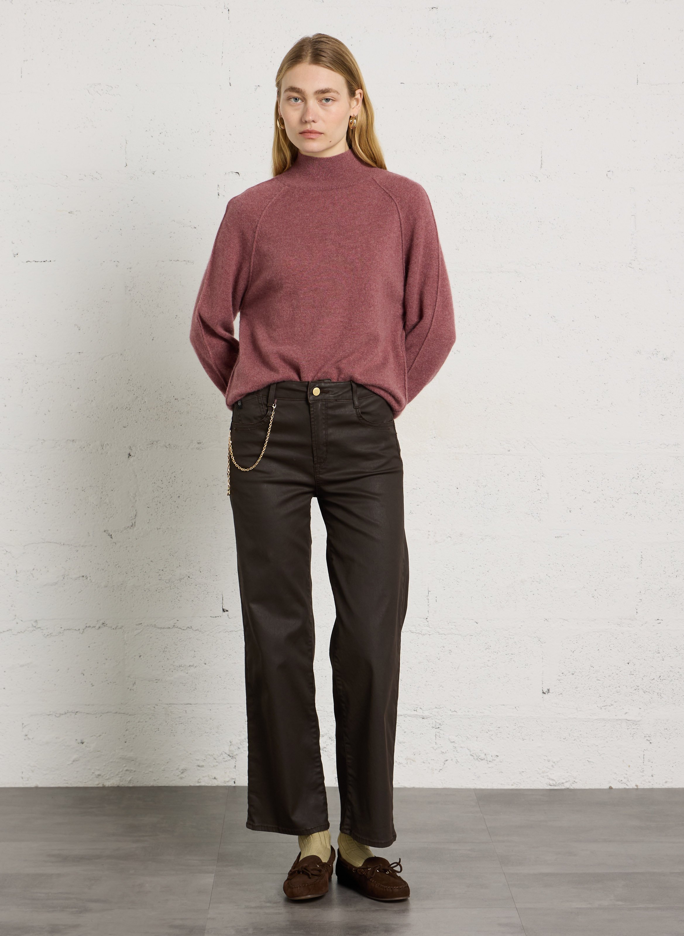 Cotton-blend straight jeans LE TEMPS DES CERISES Brown