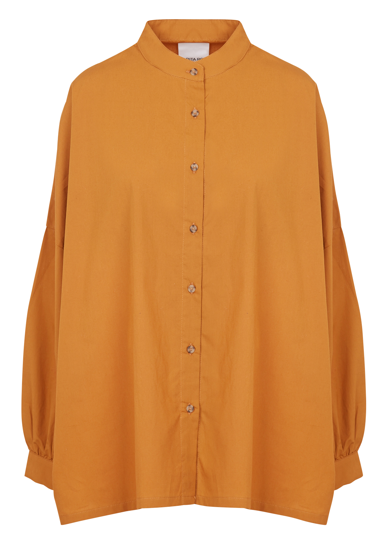 Oversized cotton shirt with mandarin collar RITA ROW Orange