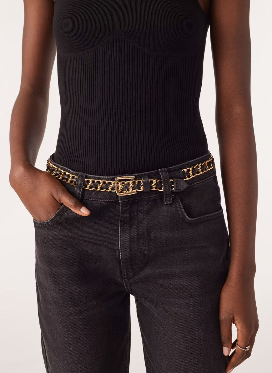 Leren ceintuur met ketting BA&SH Goudkleurig