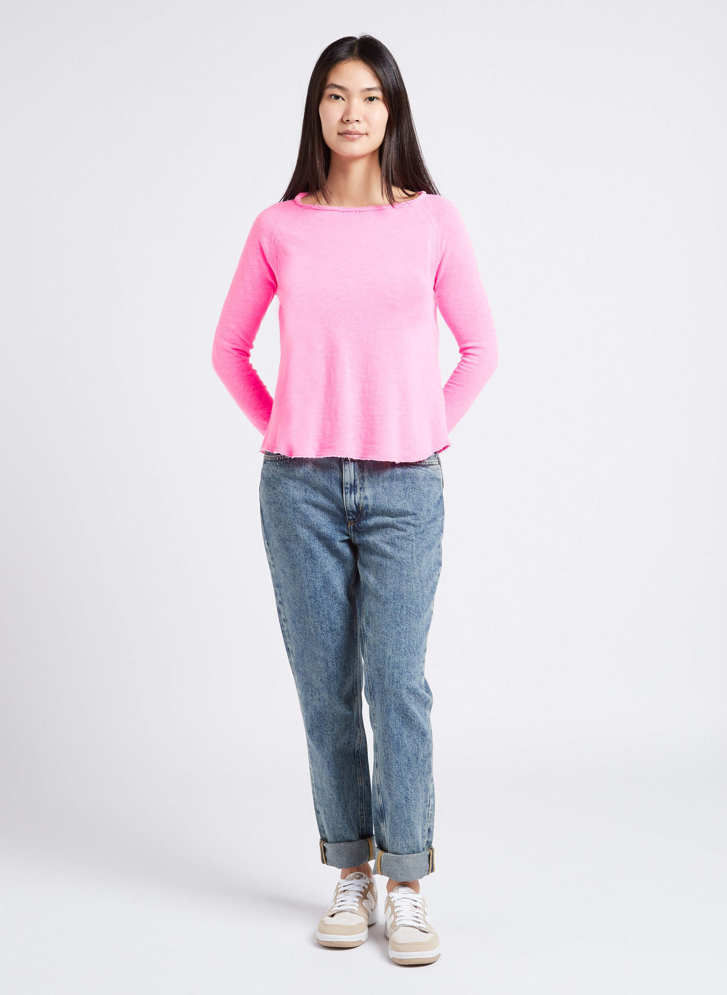 Tee-shirt à col bateau en coton AMERICAN VINTAGE Rose