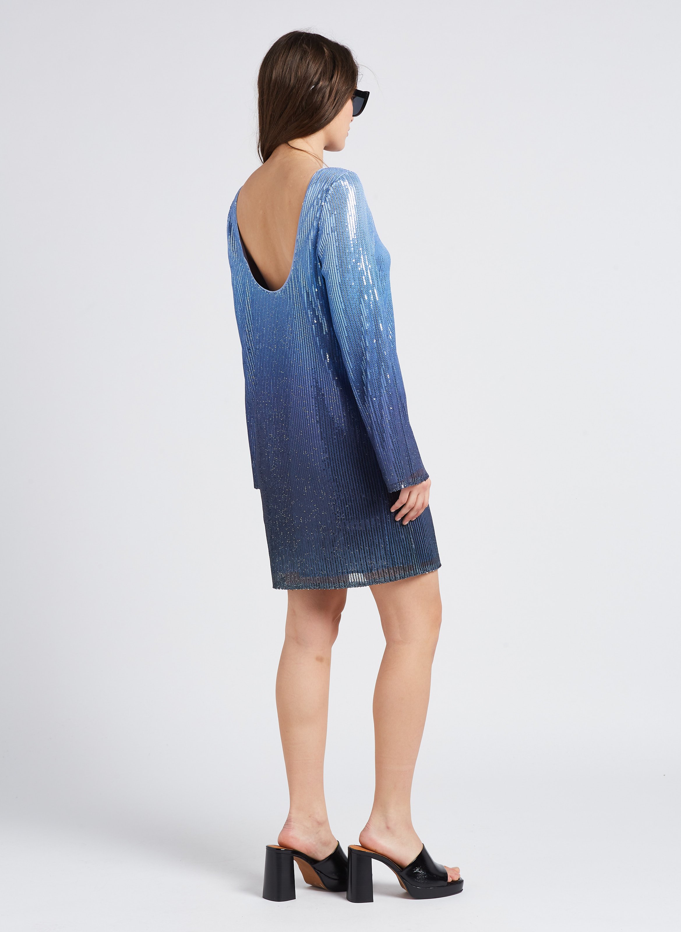 Short backless glittery dress SAMSOE SAMSOE Blue