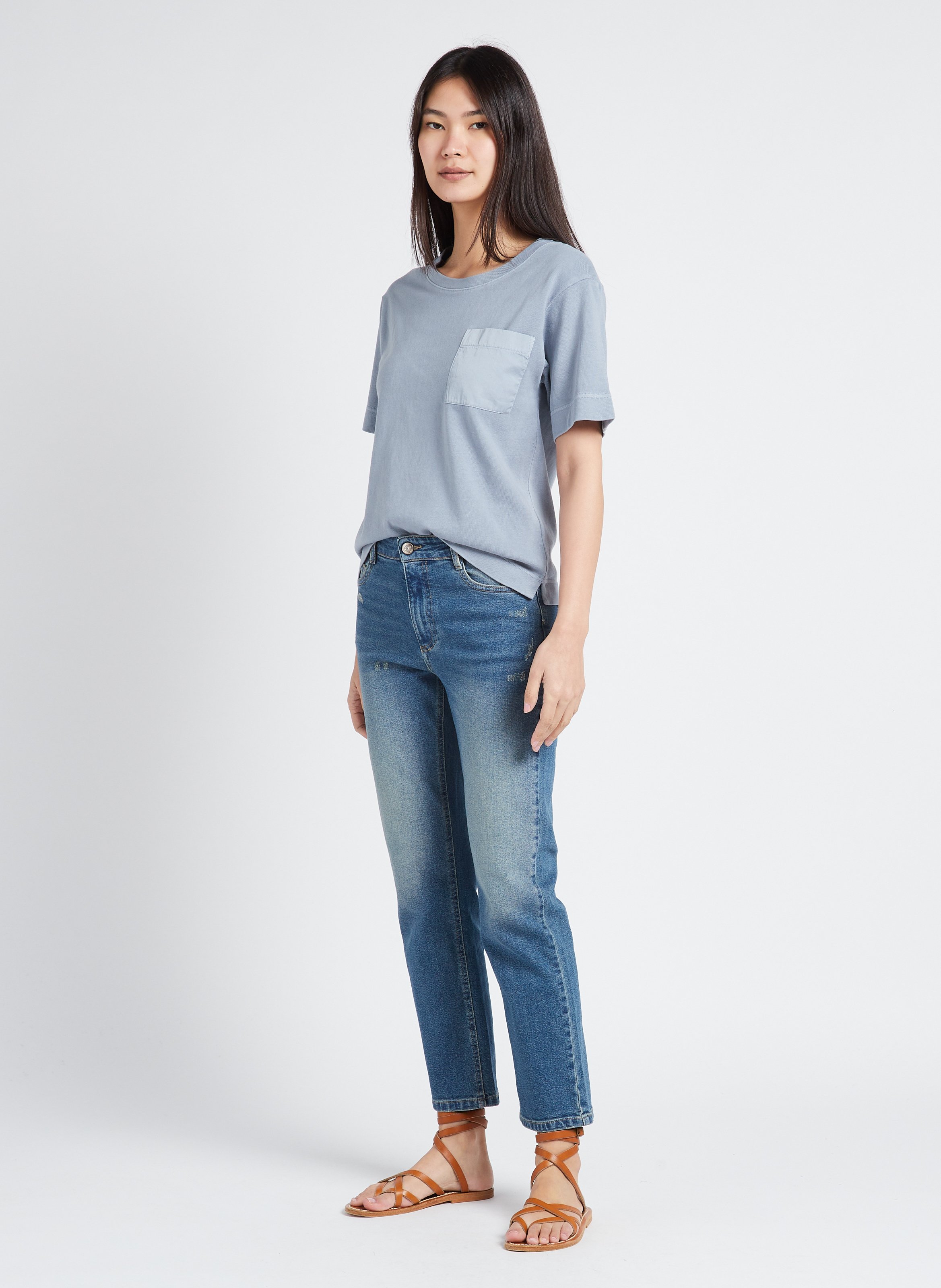 Gerade Geschnittenes Rundhals-t-shirt Aus Baumwolle Nordic Sea 
