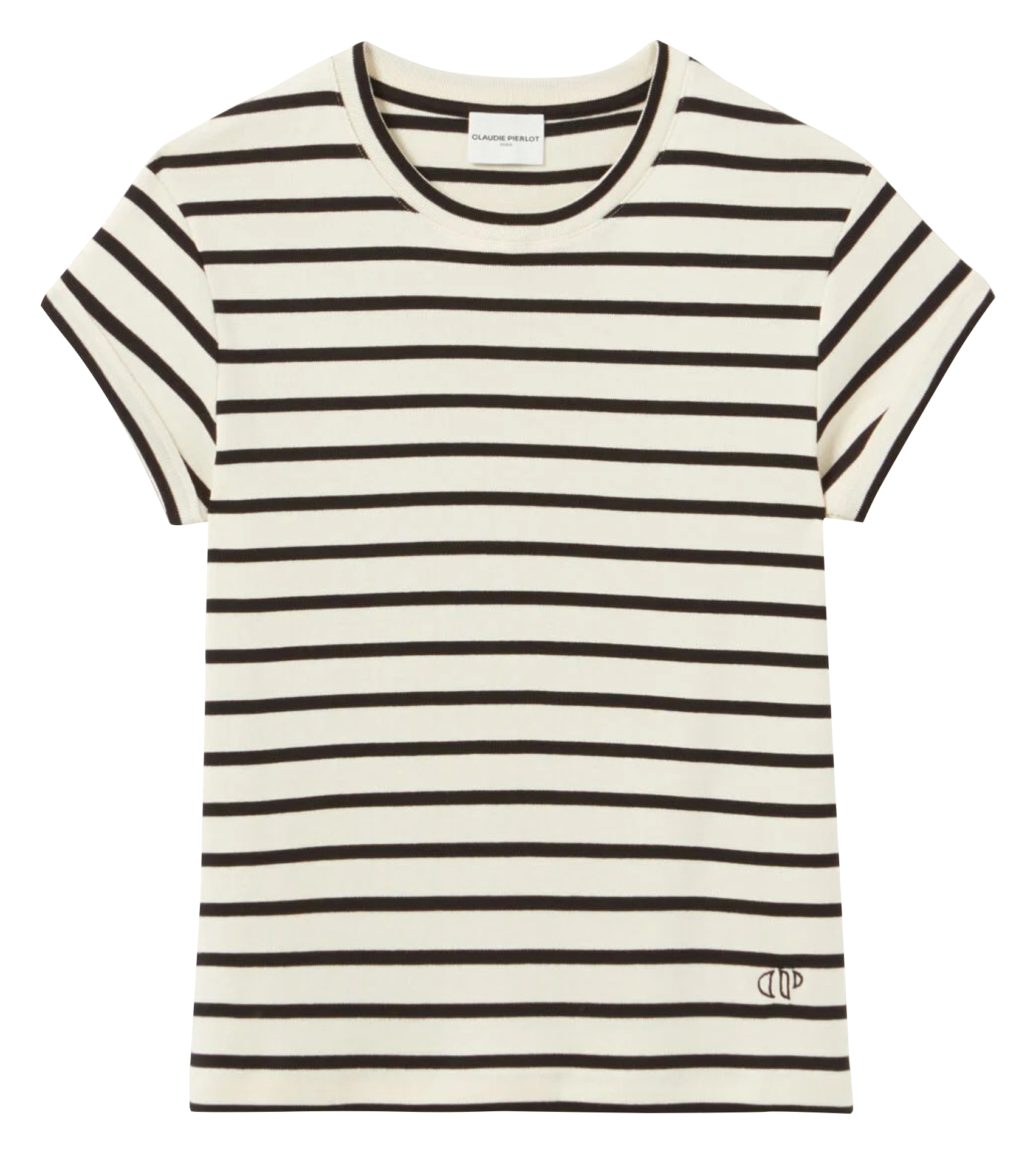 Tee-shirt col rond droit en coton rayé CLAUDIE PIERLOT Multicolore