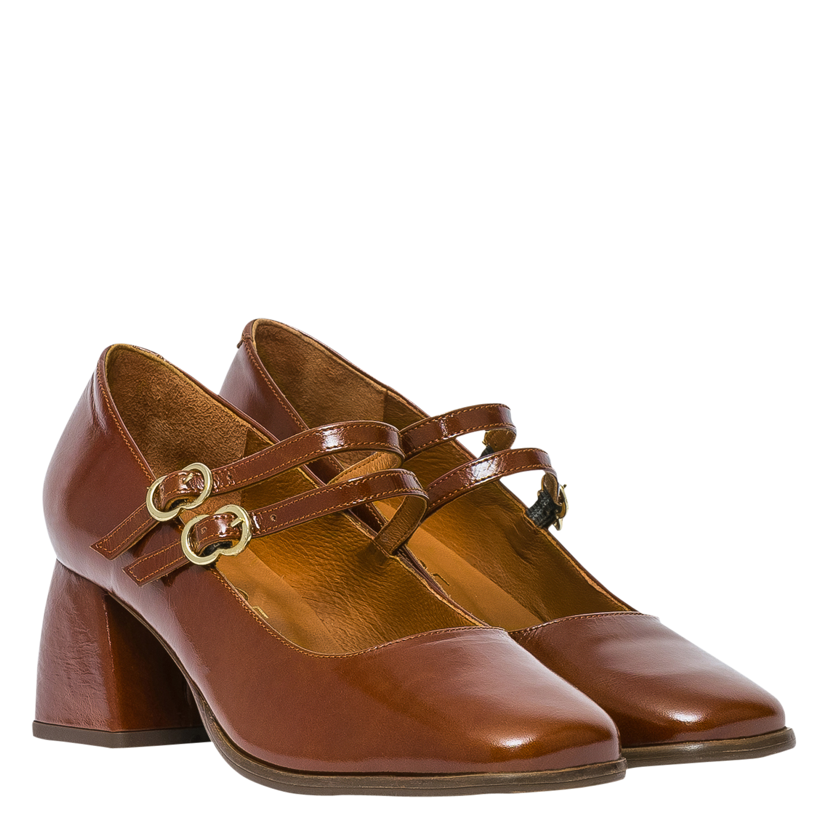 Heeled patent leather Mary Janes BOCAGE Brown