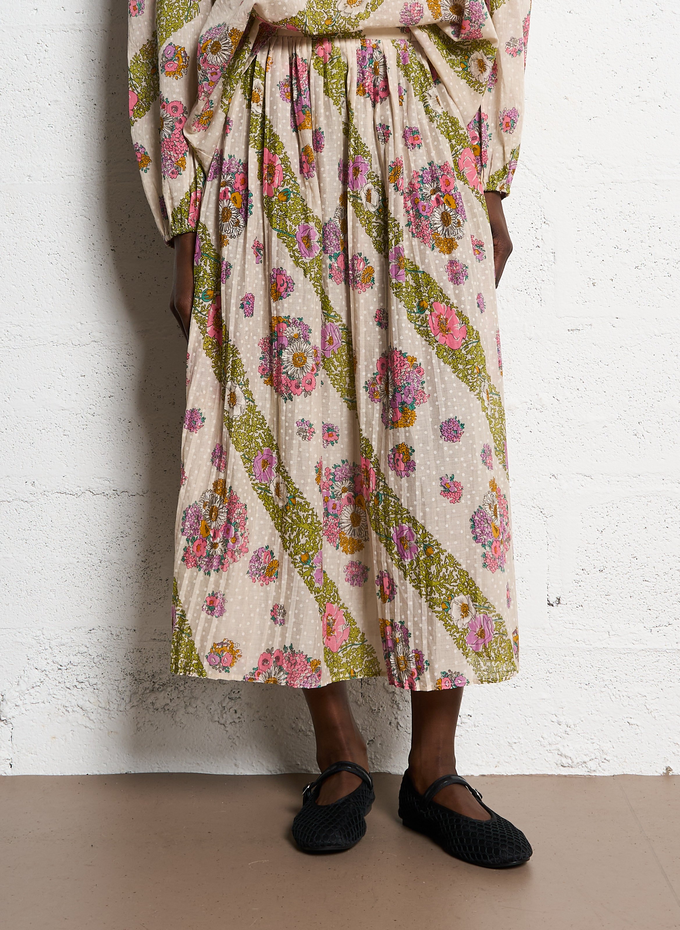 Jupe plissée imprimée en coton ANTIK BATIK Multicolore