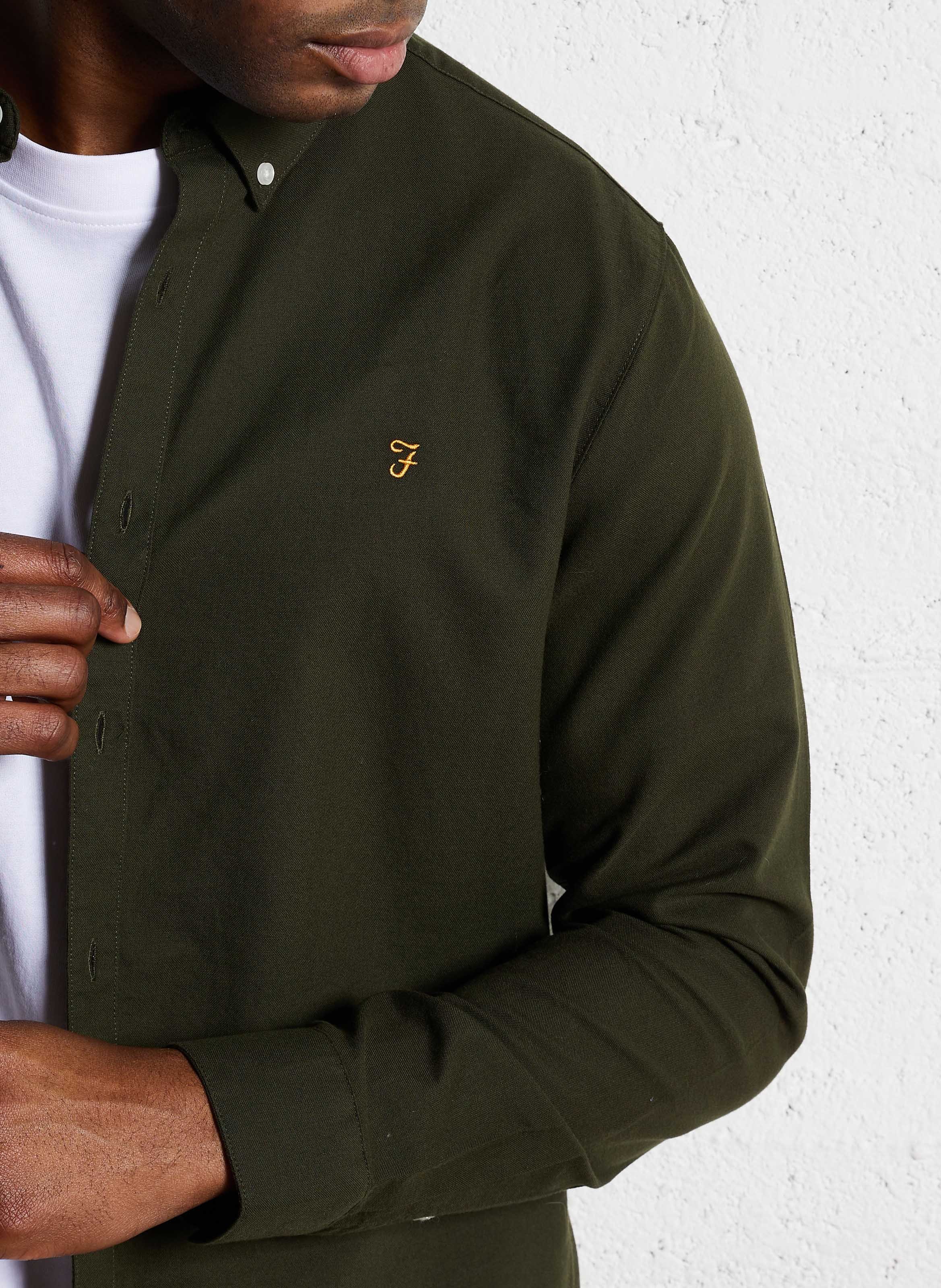 Chemise slim-fit en coton biologique FARAH Vert