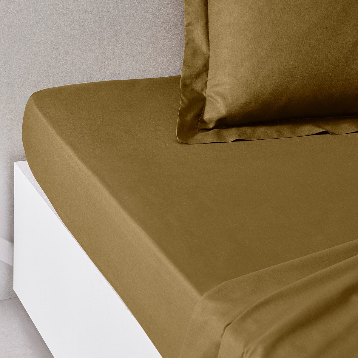Solid color fitted sheet in cotton TODAY LINGE DE MAISON Brown