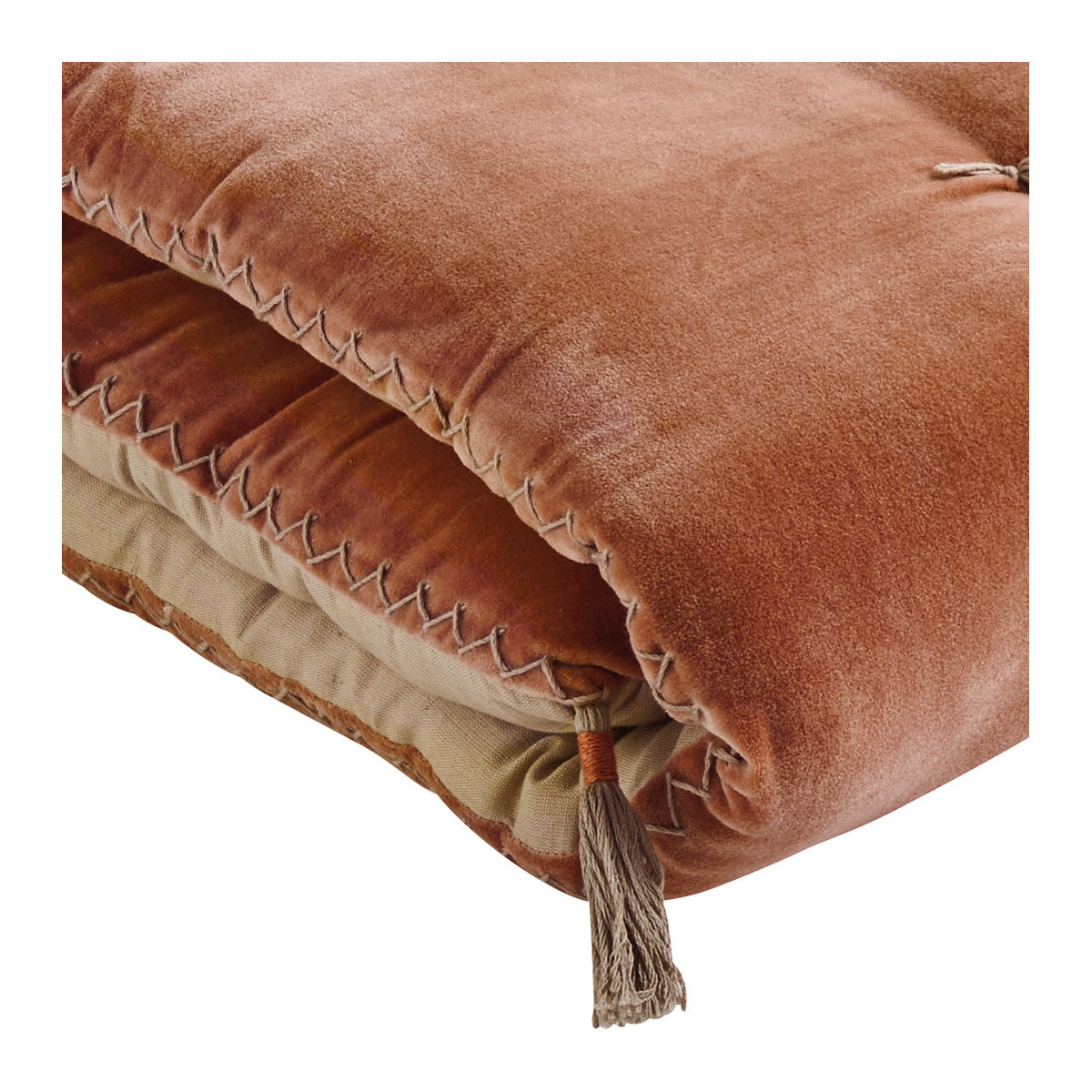 Futon mattéo en velours de coton et lin - 180 x 80 cm - blush BLANC D'IVOIRE Orange