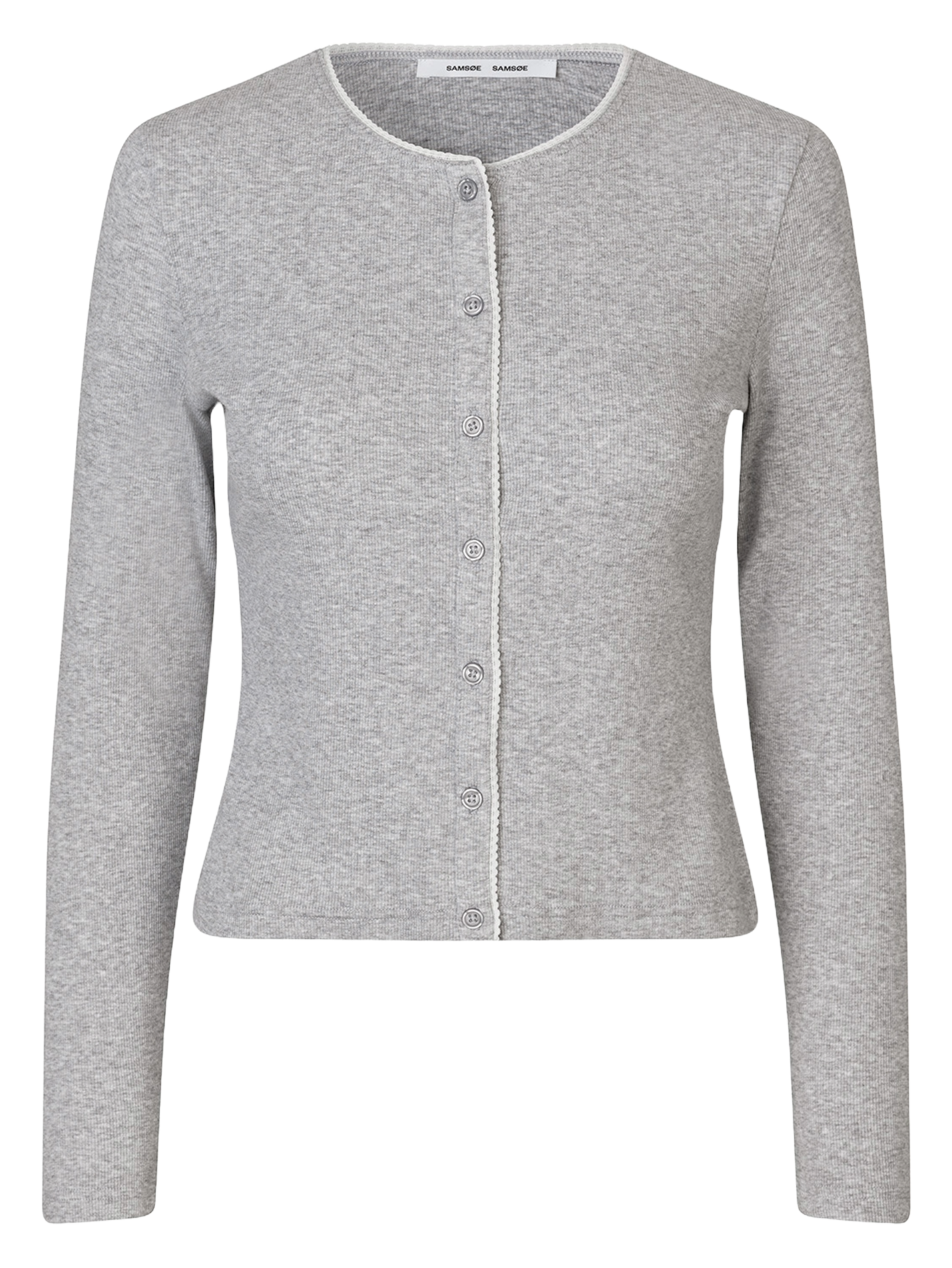 Gilet col rond en coton bio mélangé SAMSOE SAMSOE Argent