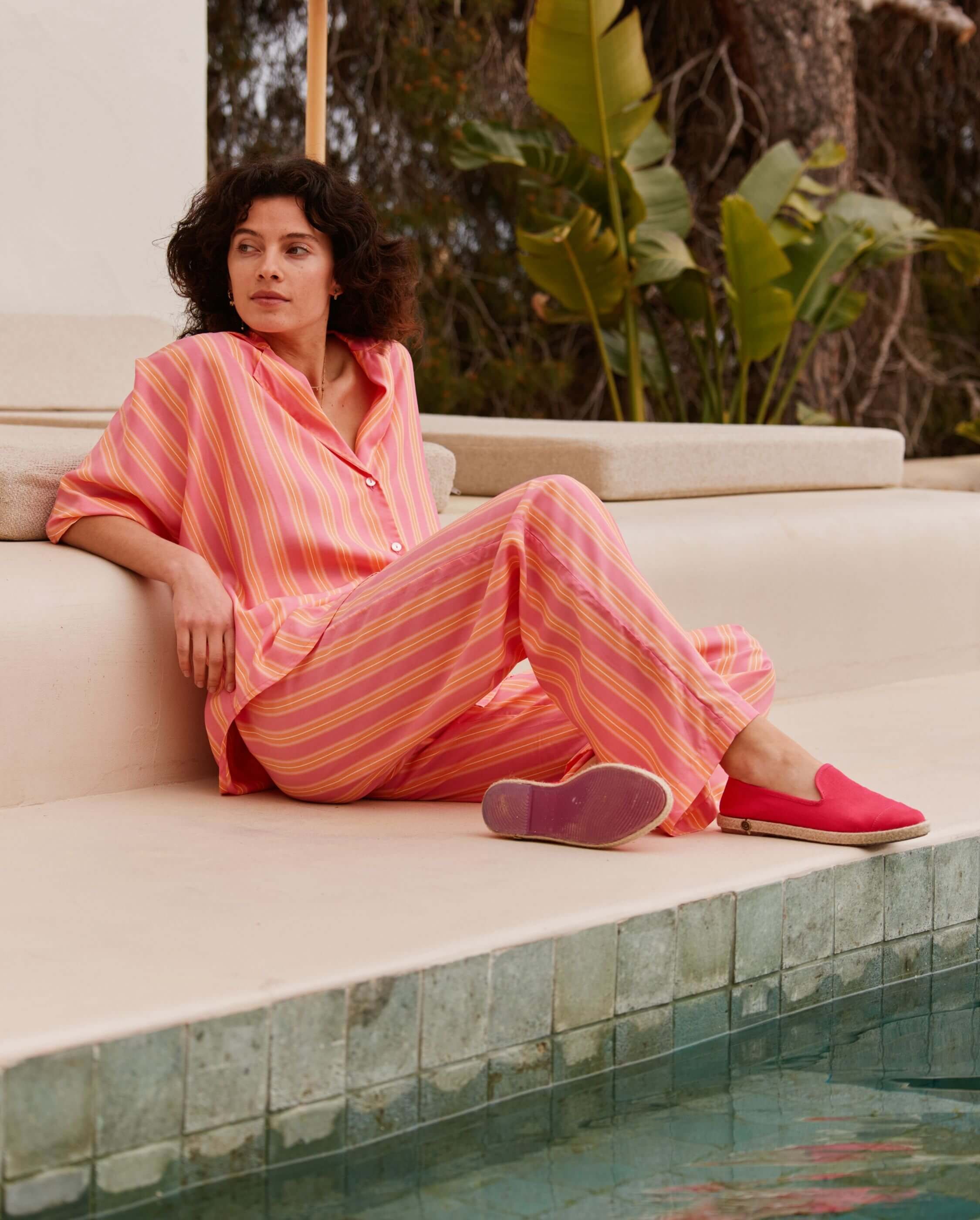 Women's linen espadrilles, fuchsia ANGARDE Pink