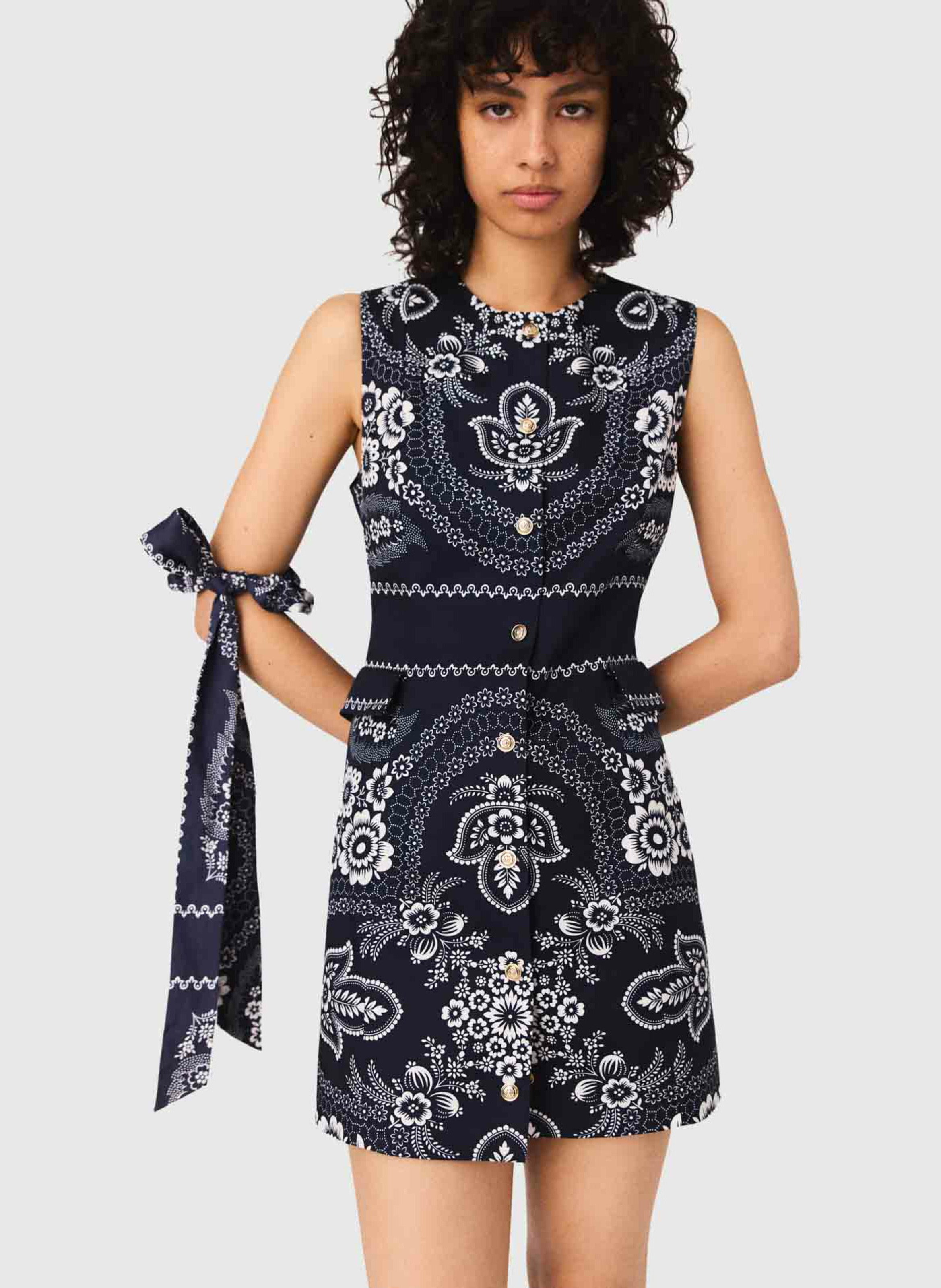 Short round-neck dress with graphic pattern MAJE Blue