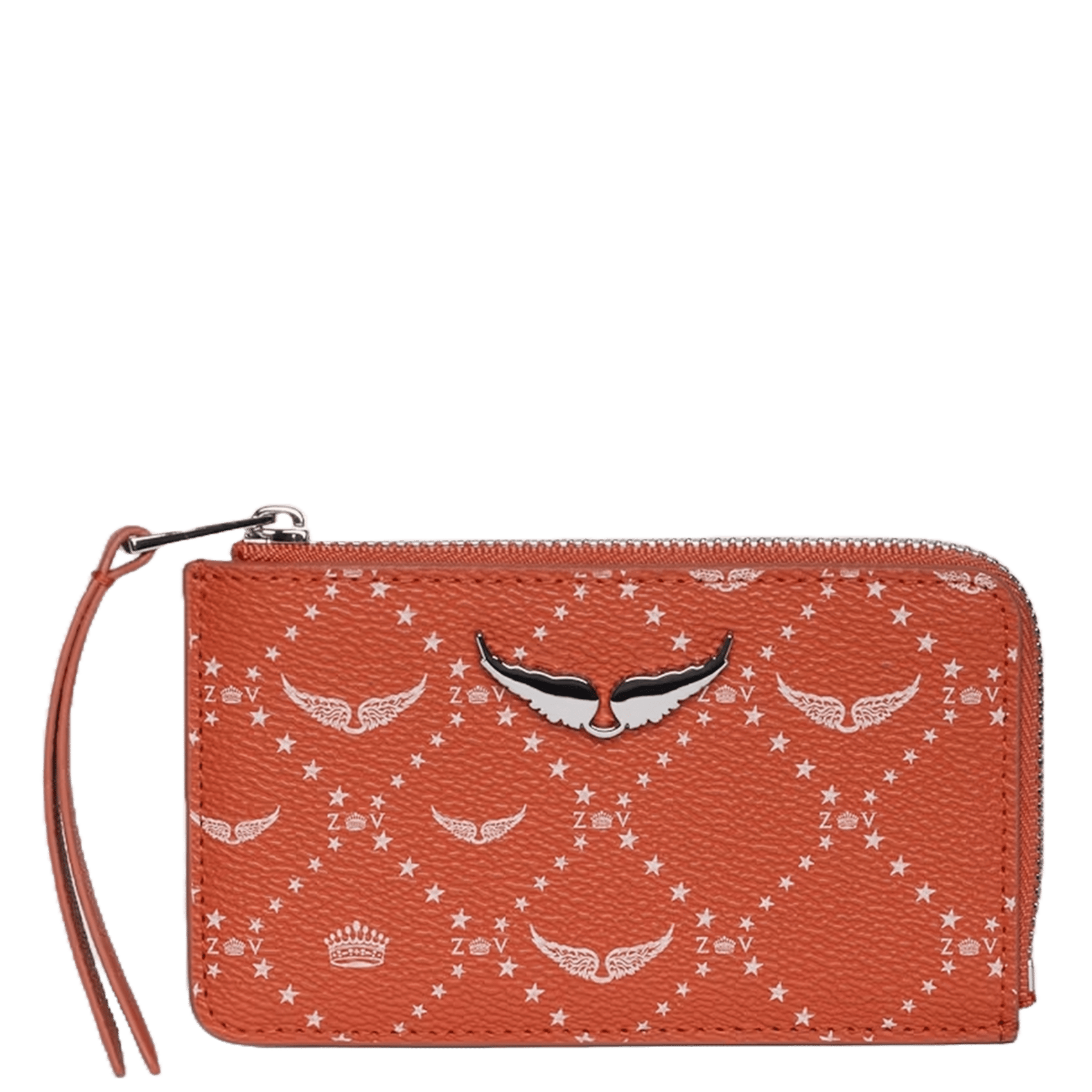 Kartenetui aus glänzendem Leder mit Prägung ZADIG&VOLTAIRE