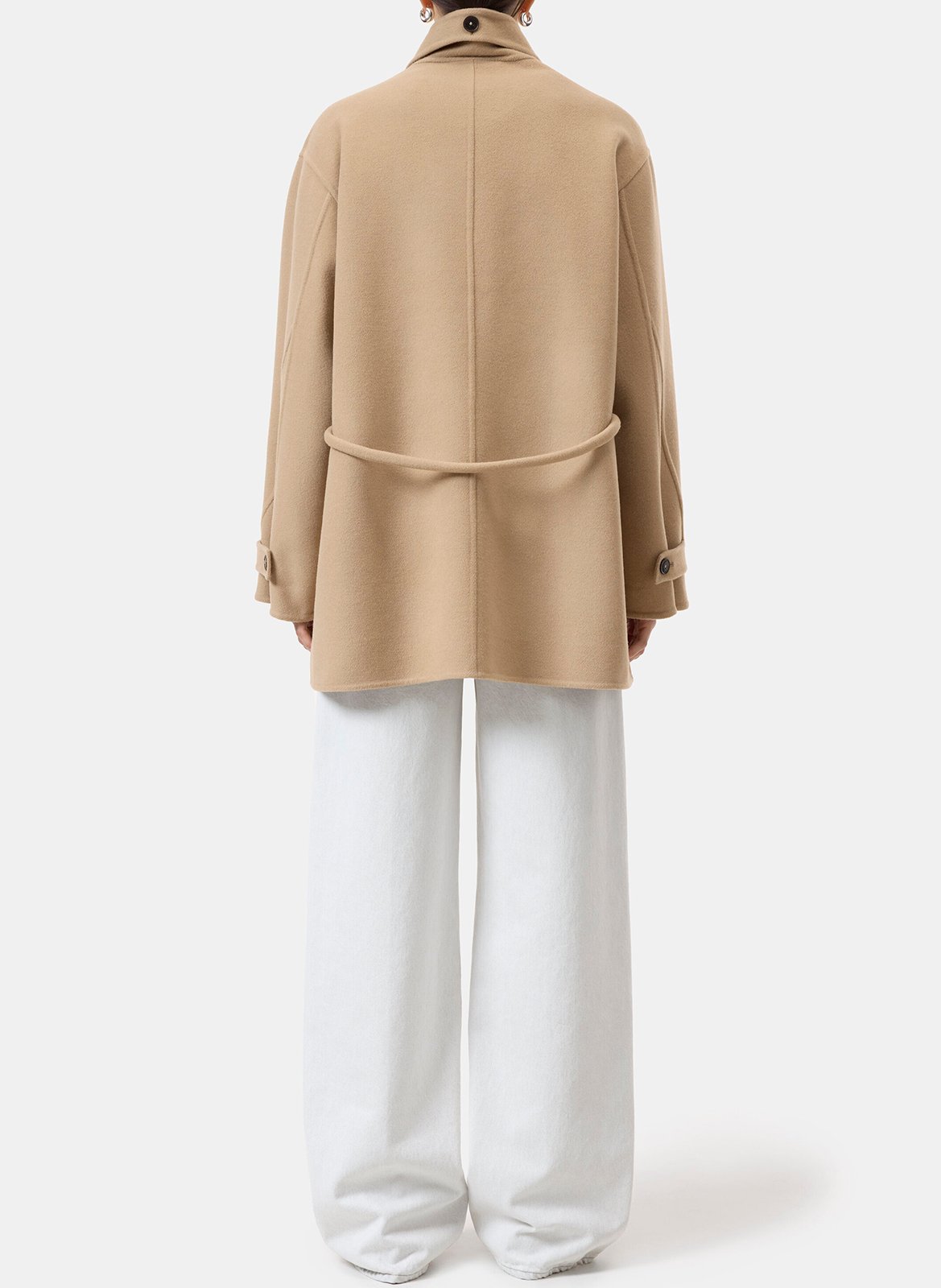 Manteau col montant boutonné en laine mélangée CLOSED Beige