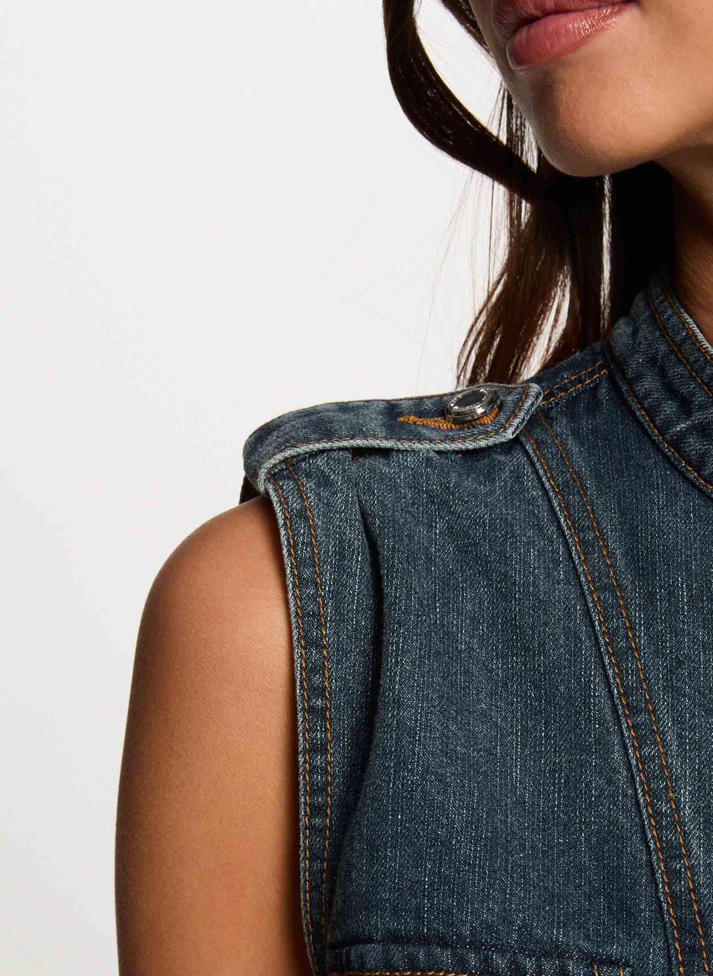 Korte jurk met opstaande kraag van denim MORGAN Blauw