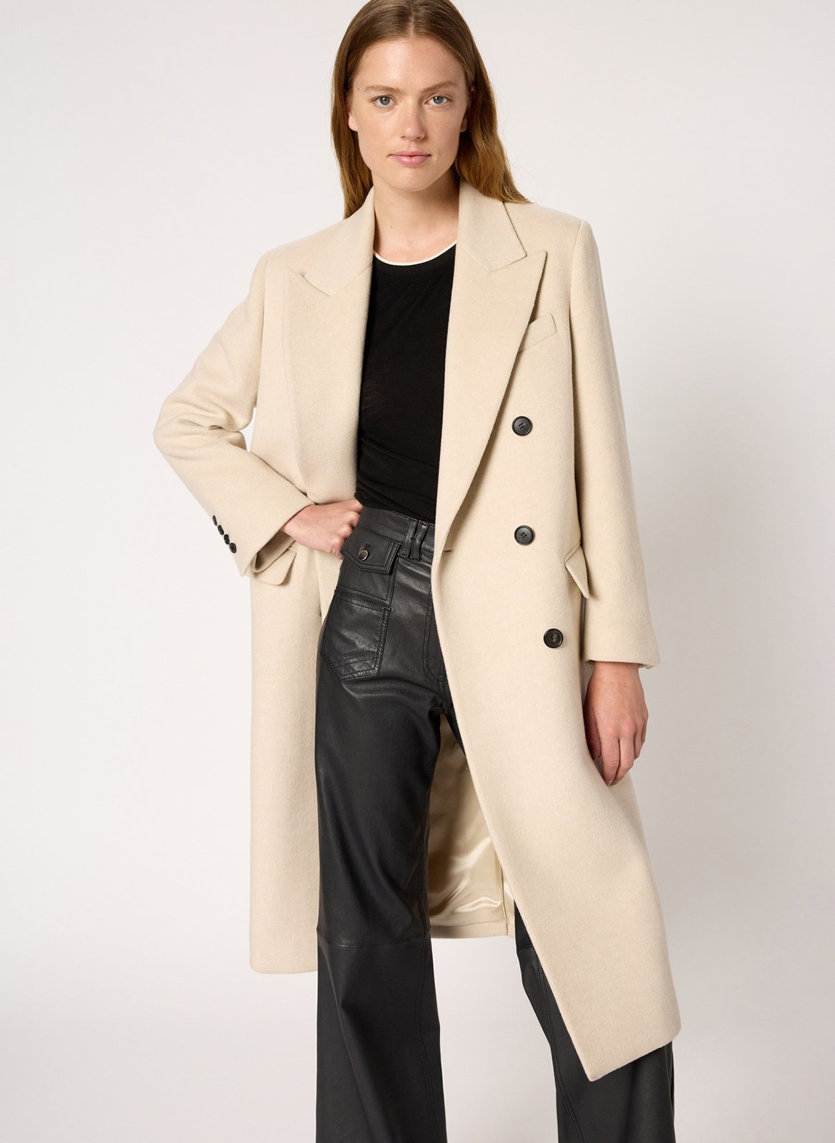 Manteau mi- long en laine mélangée GERARD DAREL Beige