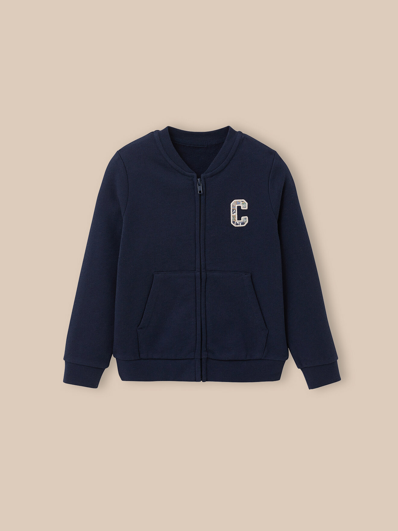 Organic cotton sweatshirt fabric cardigan CYRILLUS Blue