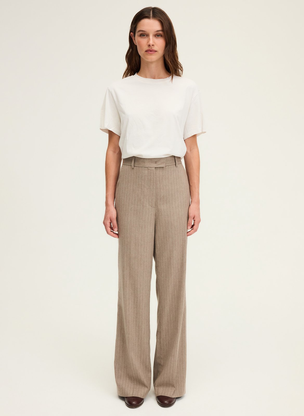 Pantalon large rayé PABLO Beige