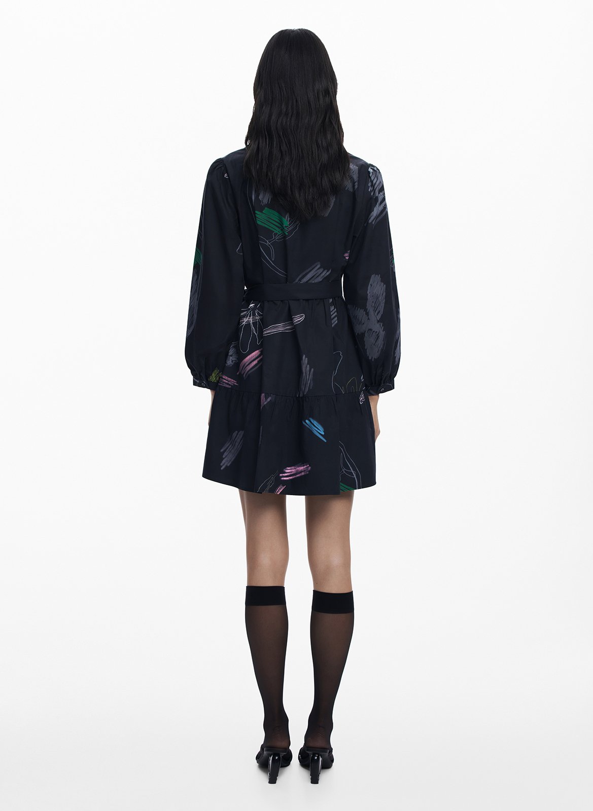 Robe courte col classique en coton DESIGUAL Noir