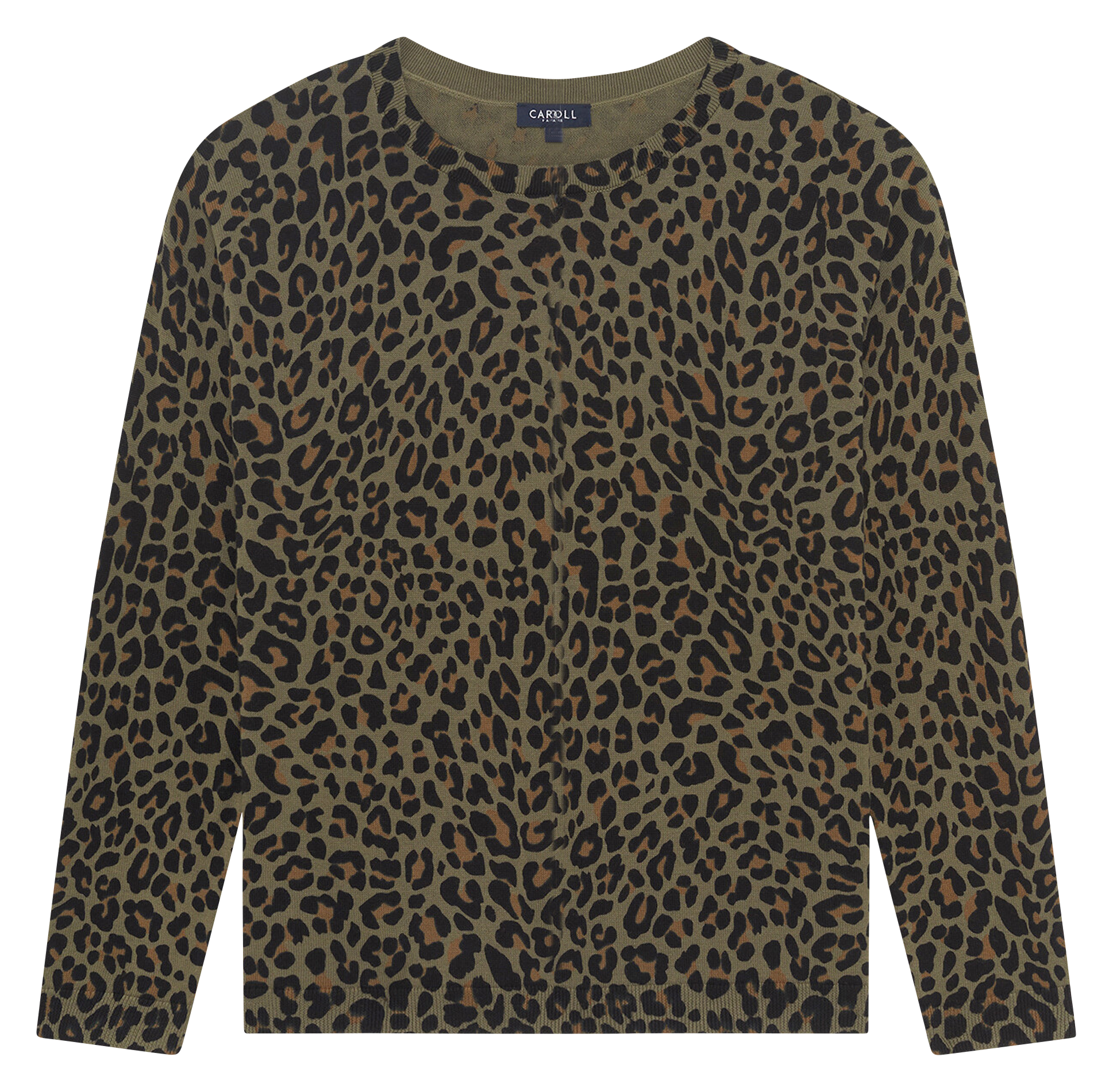 Pull à motif léopard CAROLL Vert