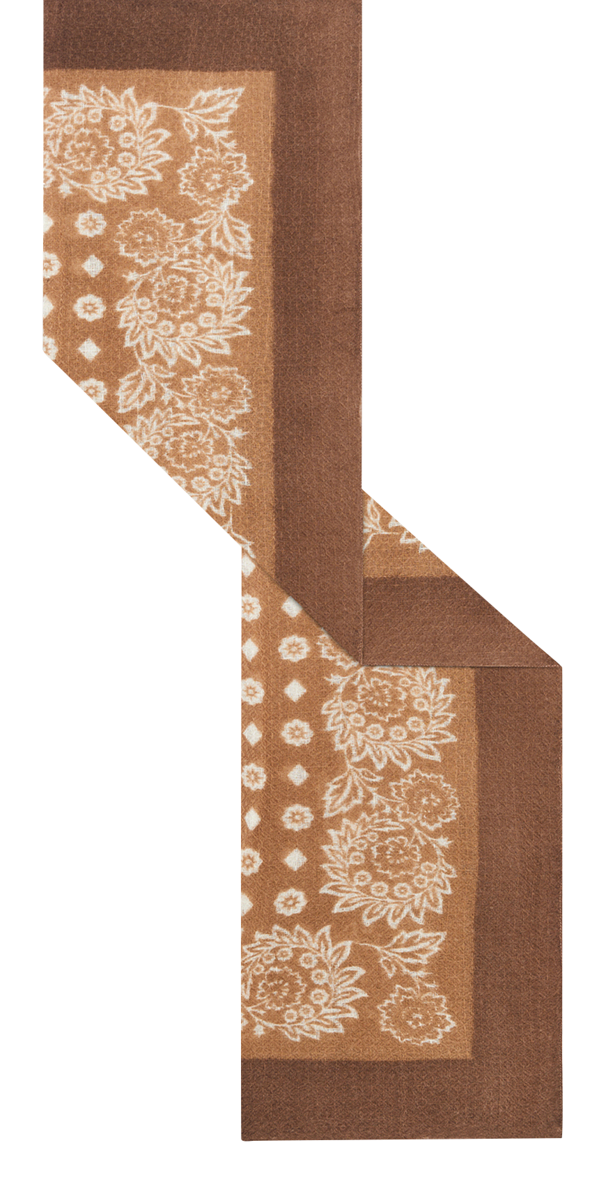 Printed wool and silk scarf PABLO Brown