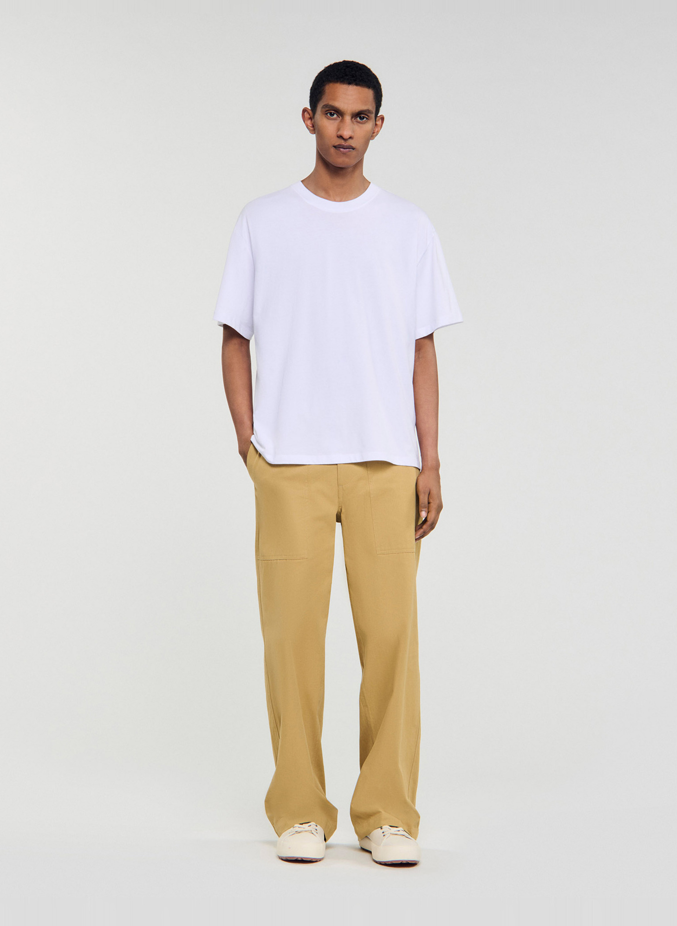 Tee-shirt oversize col rond en coton Blanc