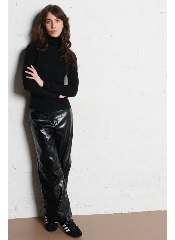 Wijde broek van imitatieleer - Look 8