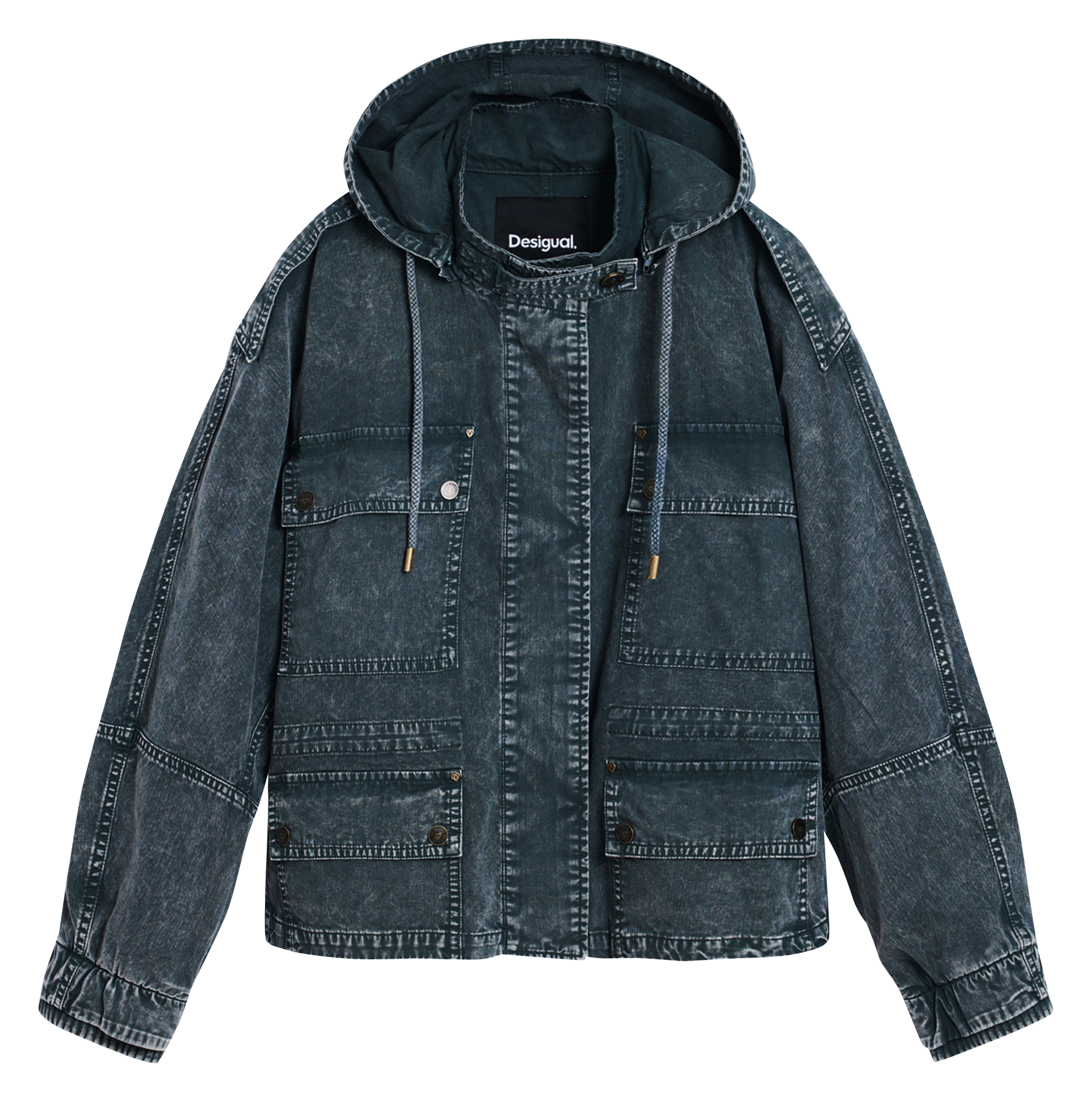 Veste style parka unie à capuche DESIGUAL Vert