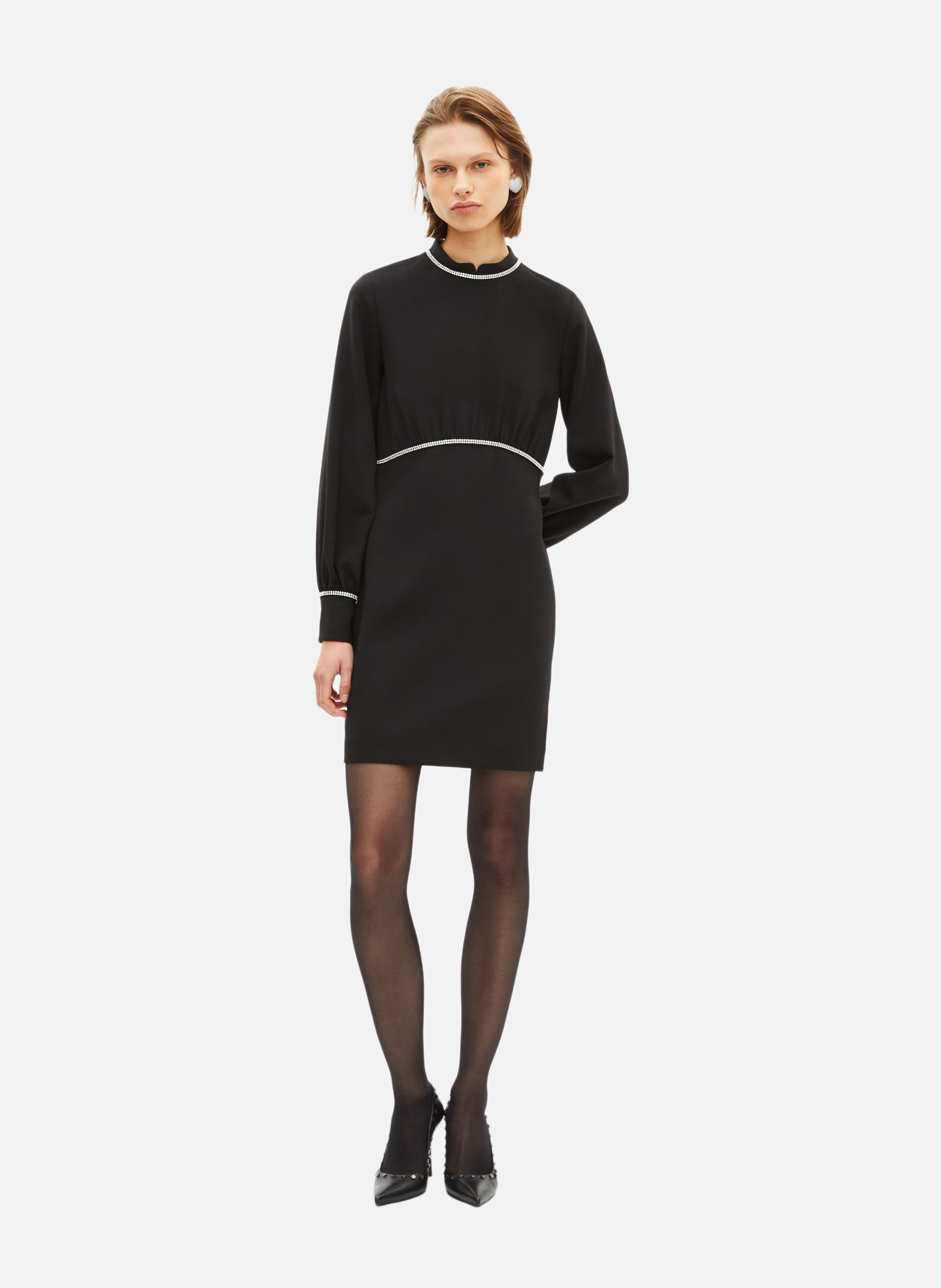 Short dress with rhinestone details THE KOOPLES Black