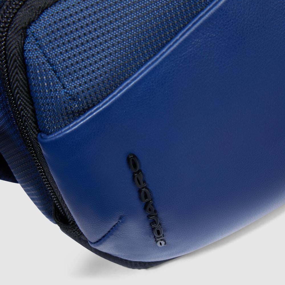 Fanny pack in recycled fabric and bio-sourced material with RFID protection PIQUADRO Blue