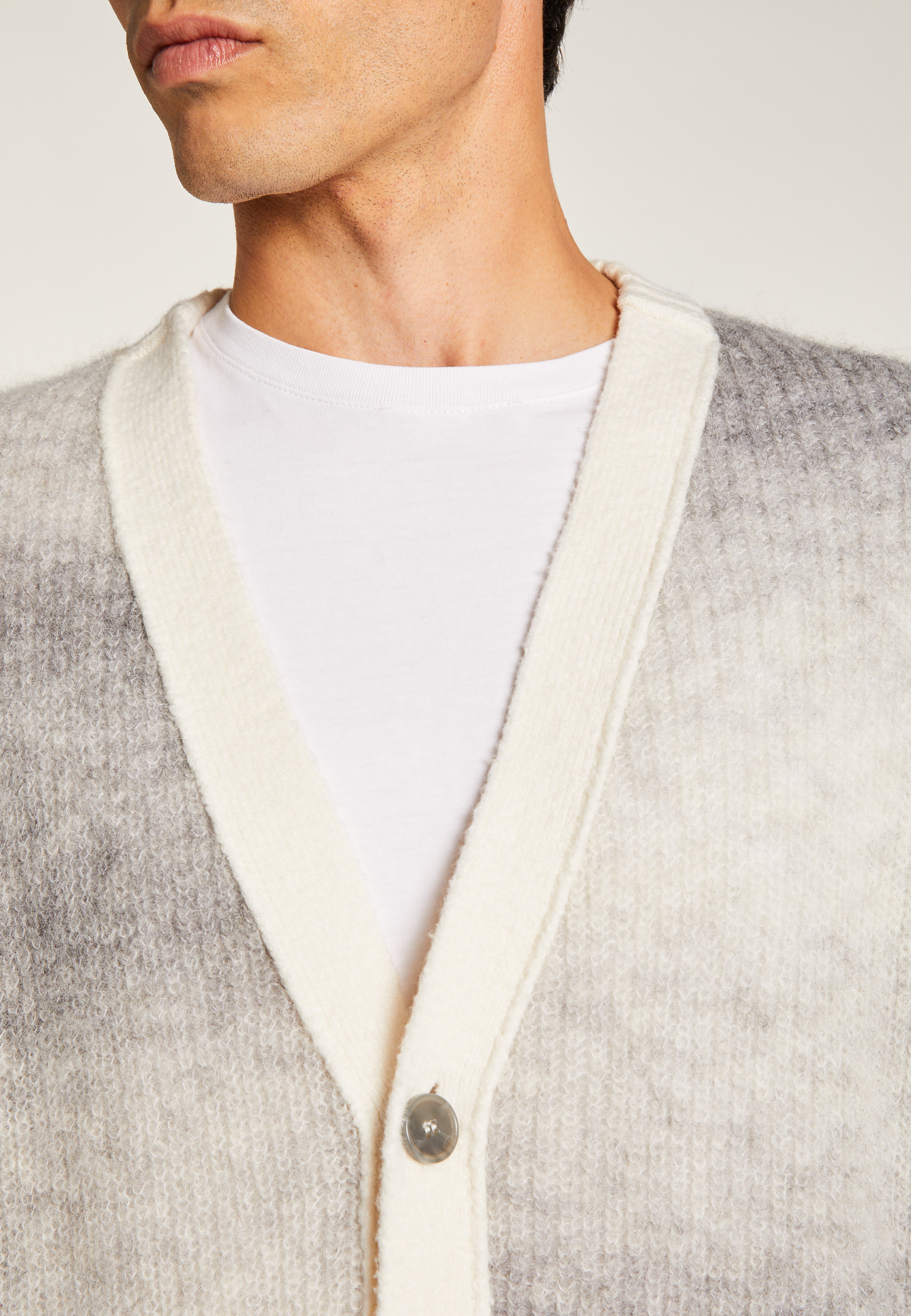 Alpaca and cotton cardigan MAISON MONTAGUT Grey